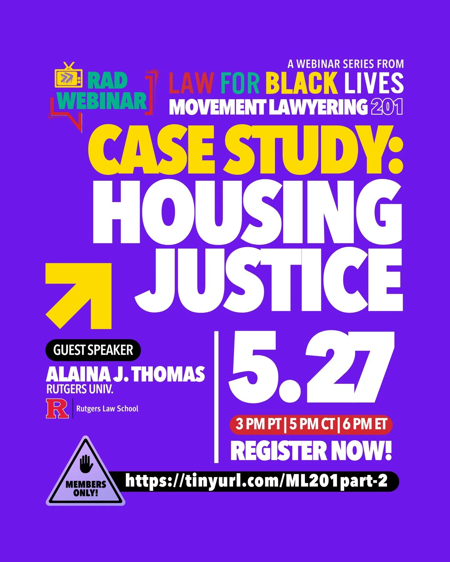 Movement Lawyering 201 continues with a strategy workshop grounded in a recent housing justice struggle led by tenants at 75 Prospect Street in East Orange, NJ.⁠
⁠
Facilitated by Alaina J. Thomas of Rutgers Law School&rsquo;s Housing Justice &amp; Te