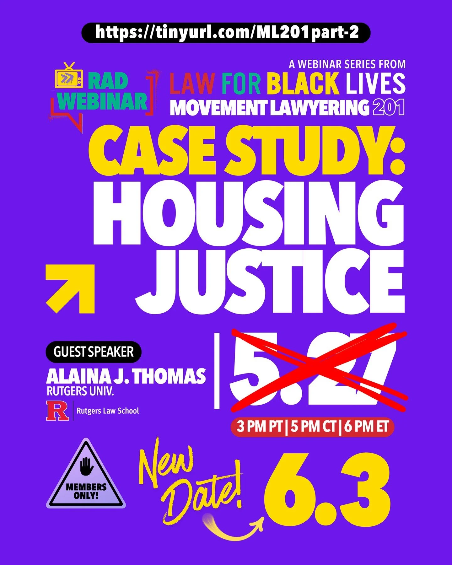 New Date!!! ⁠
⁠
Movement Lawyering 201 continues with a strategy workshop grounded in a recent housing justice struggle led by tenants at 75 Prospect Street in East Orange, NJ.⁠
⁠
Facilitated by Alaina J. Thomas of Rutgers Law School&rsquo;s Housing 