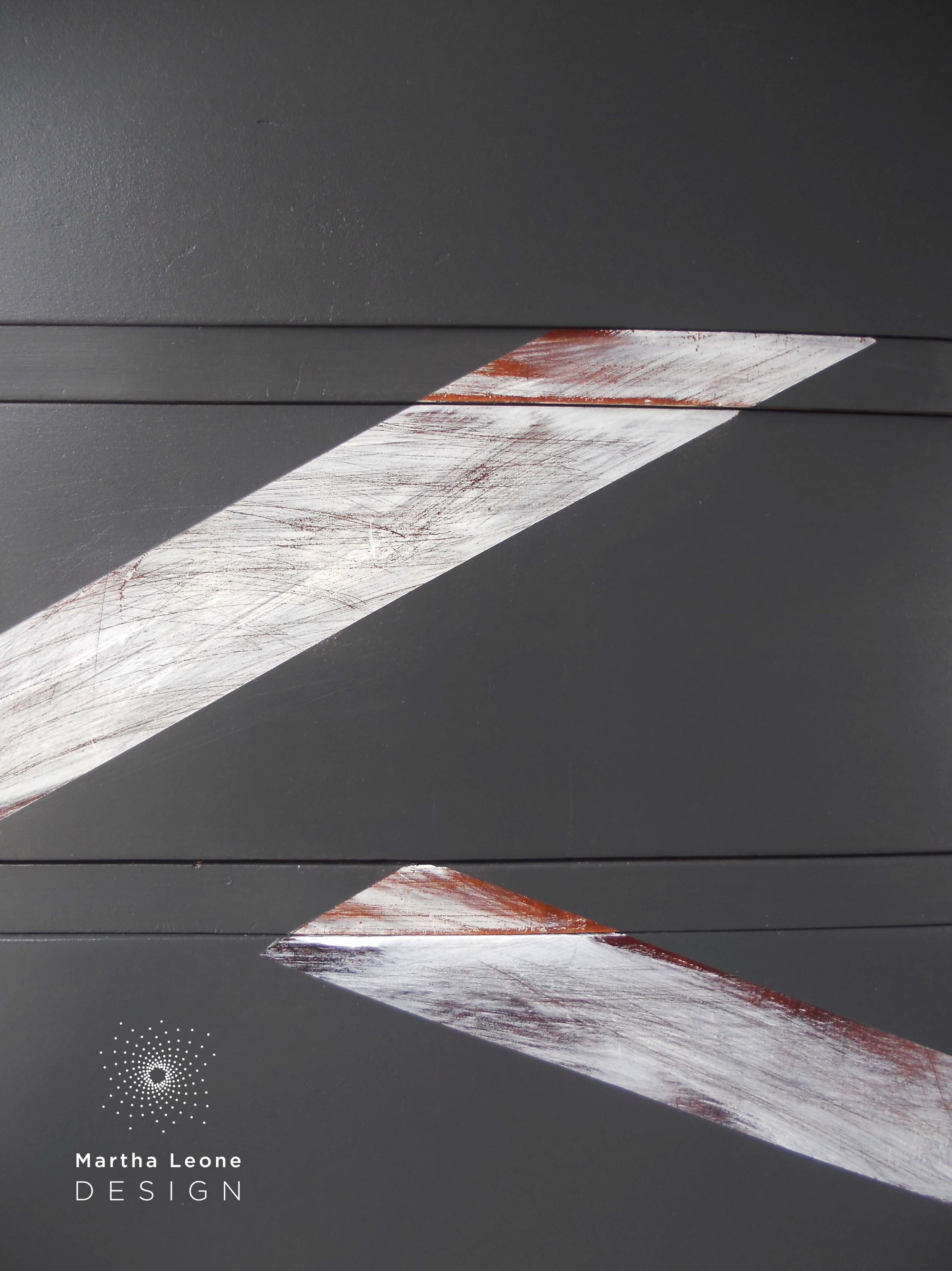 Furniture art by Martha Leone Design• Art Deco piece painted in General Finishes Queenstown Gray.