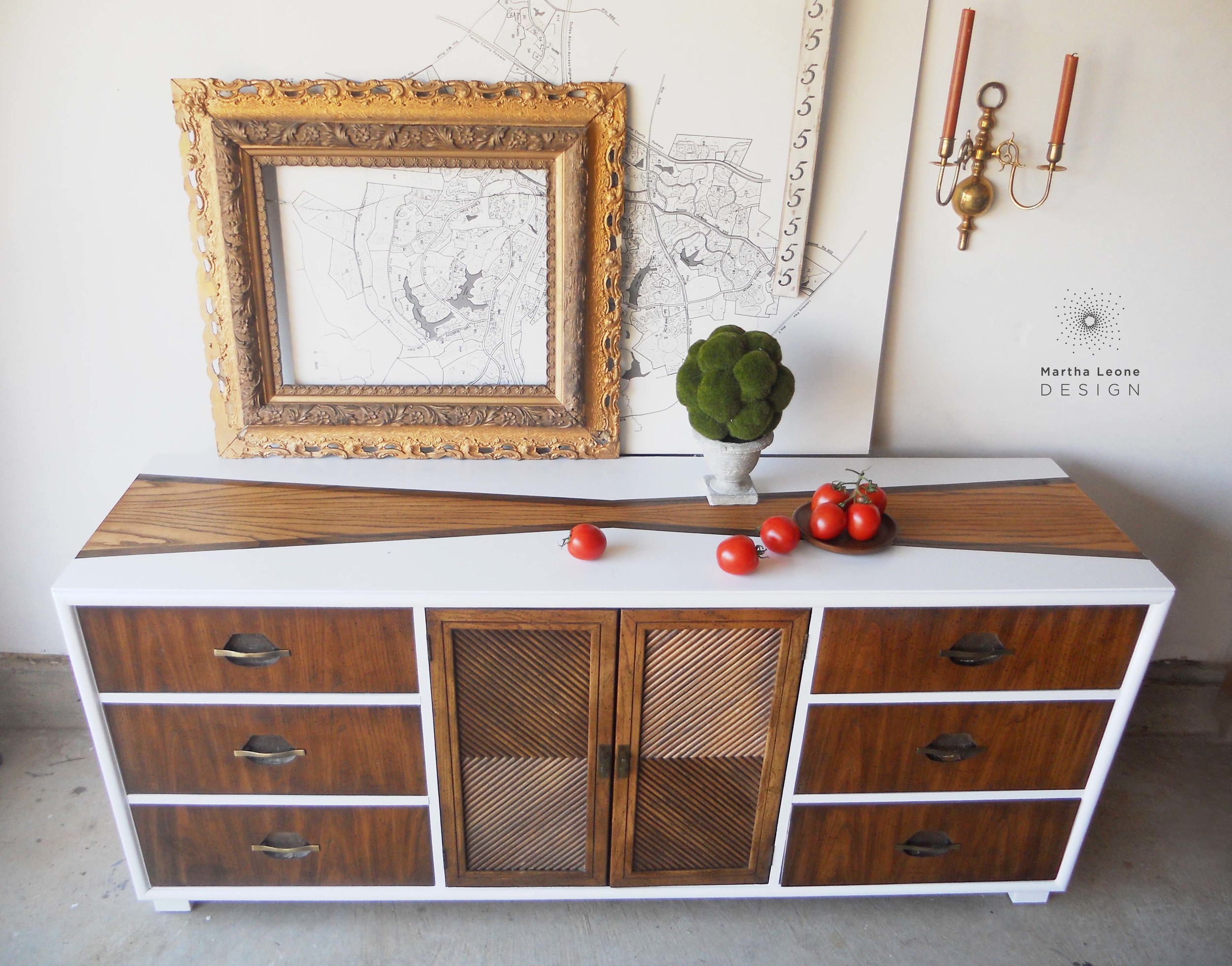 A mid century dresser in Benjamin Moore Super White