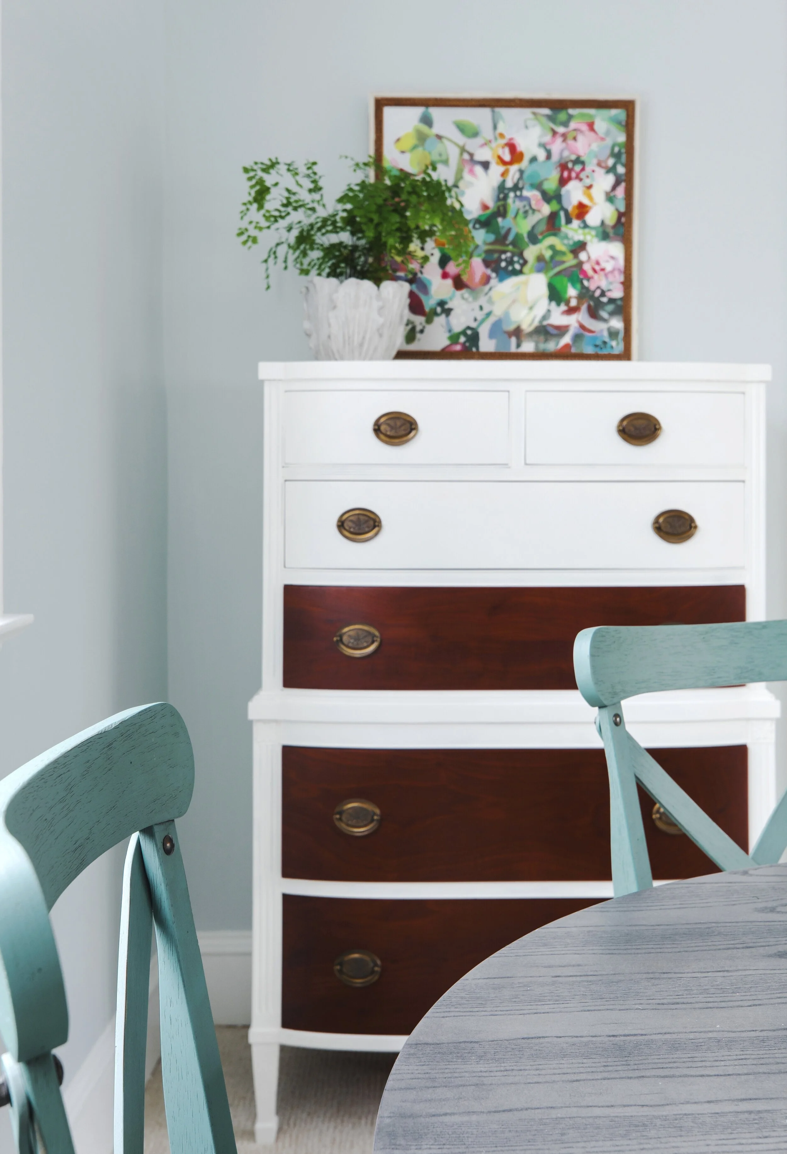 Refinished and painted customer’s heirloom dresser Interior Design: Mary Jo Major • Photography: Constance Mariena