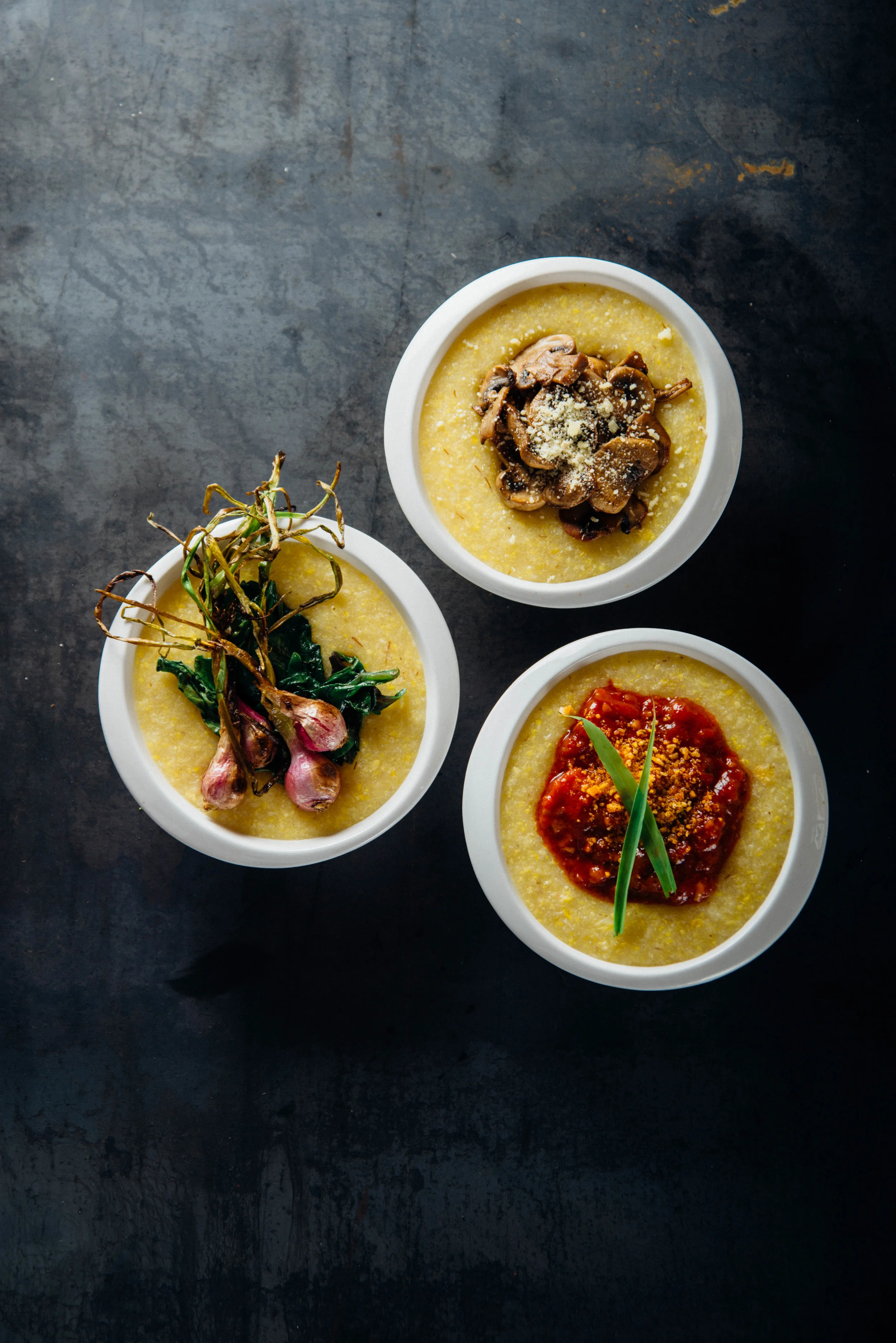 Polenta en tres presentaciones