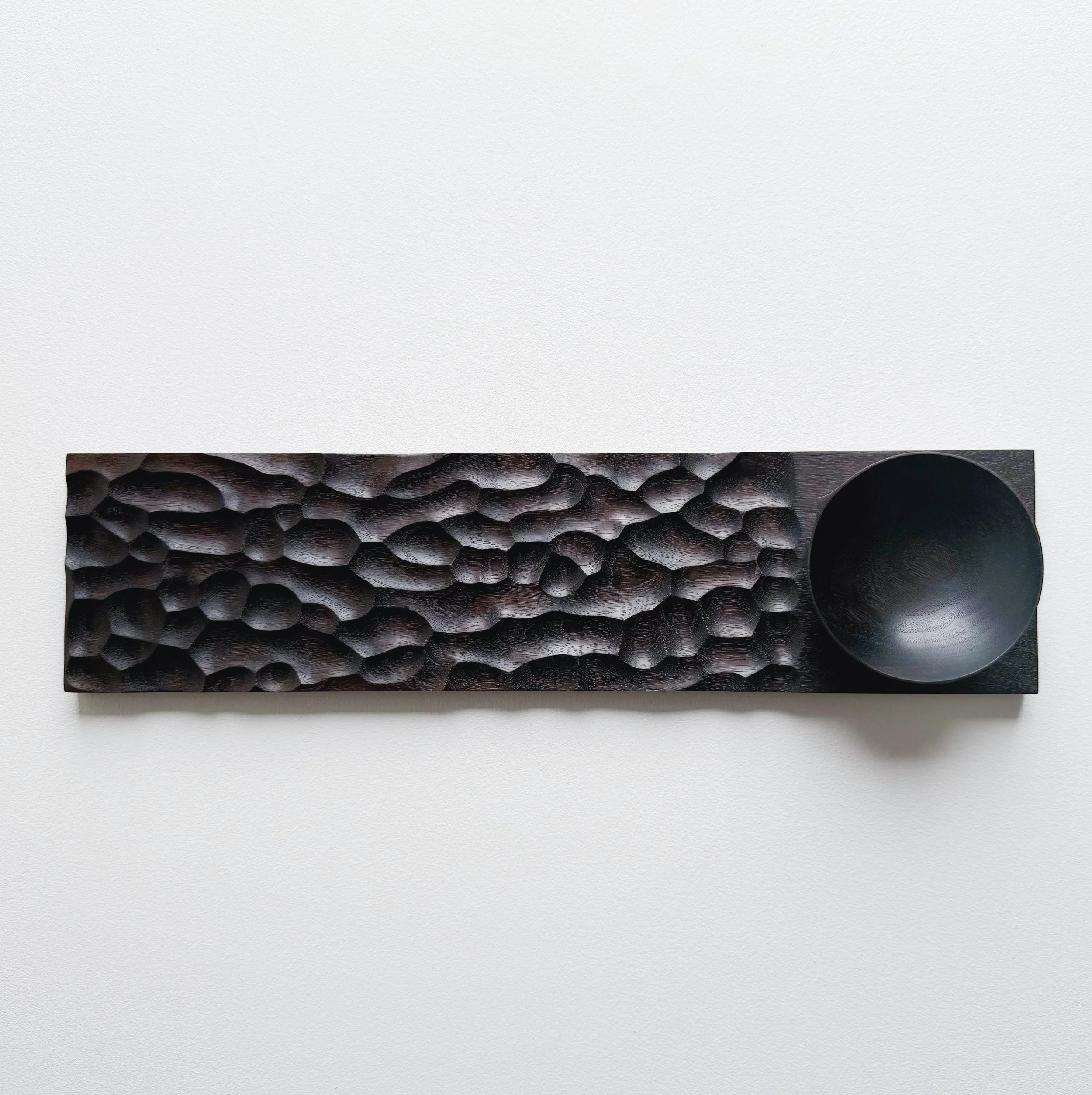 Long board and bowl presentation set in ebonised walnut