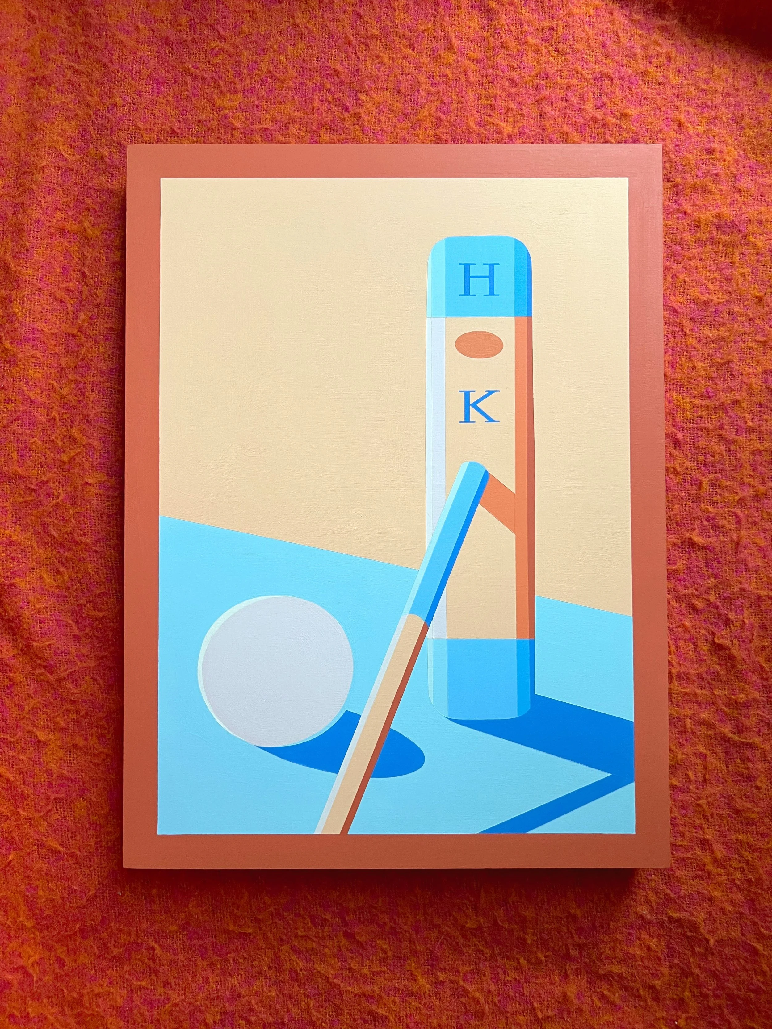 Polo painting 2! This one is a gift for a friend of @silverman645 who plays polo with a light blue mallet and wears light blue while they play (iconic - I love colour matching outfits).

More polo learning - the angle of the head of the mallet to the