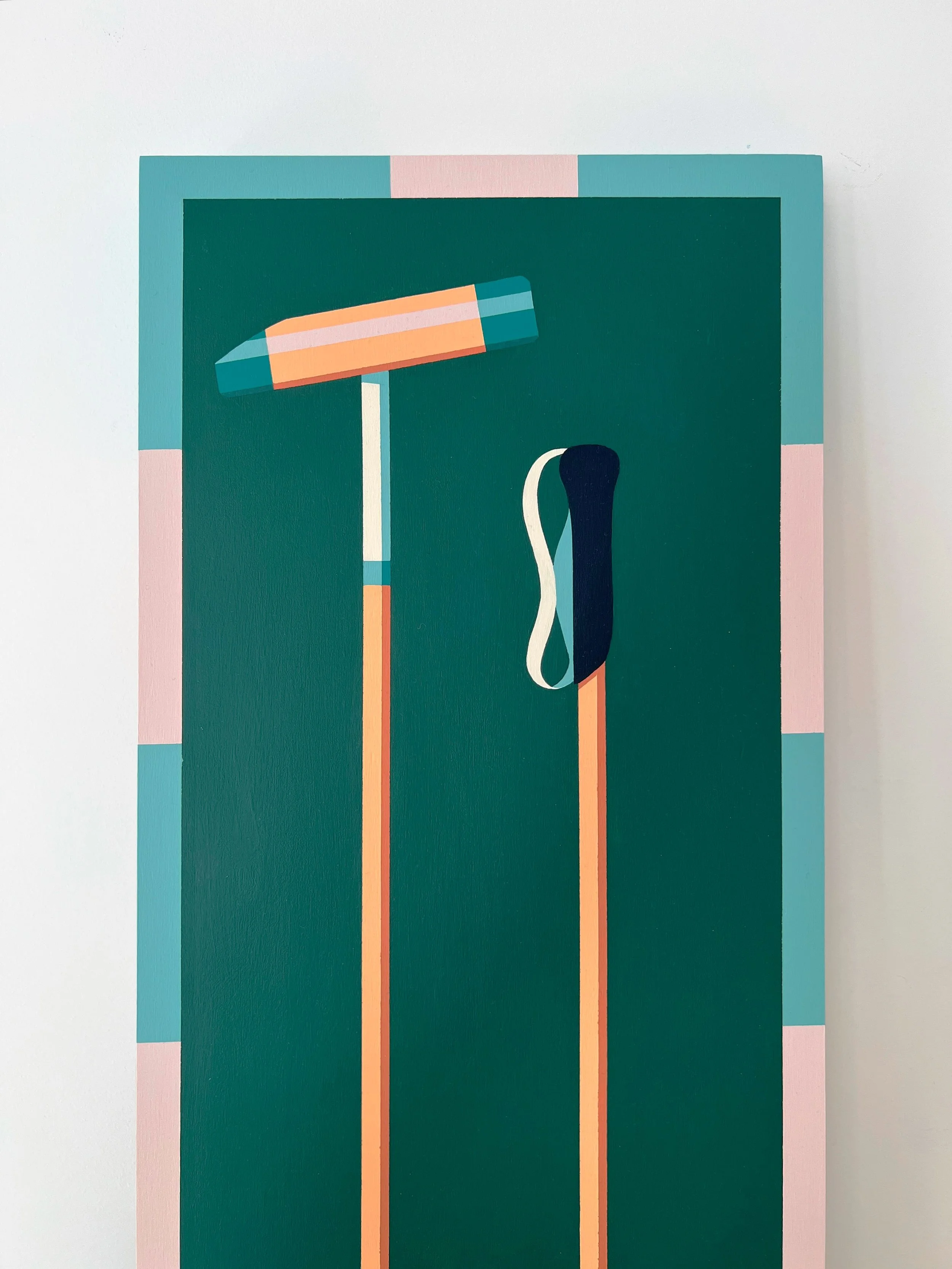 Joel&rsquo;s Mallets.
12&rdquo;x36&rdquo; Latex paint on wood panel.

The final is finalled! Loving how this one turned out and I&rsquo;m very grateful to @silverman645 for trusting me with this piece!

I&rsquo;ve learned a lot about polo and had a g