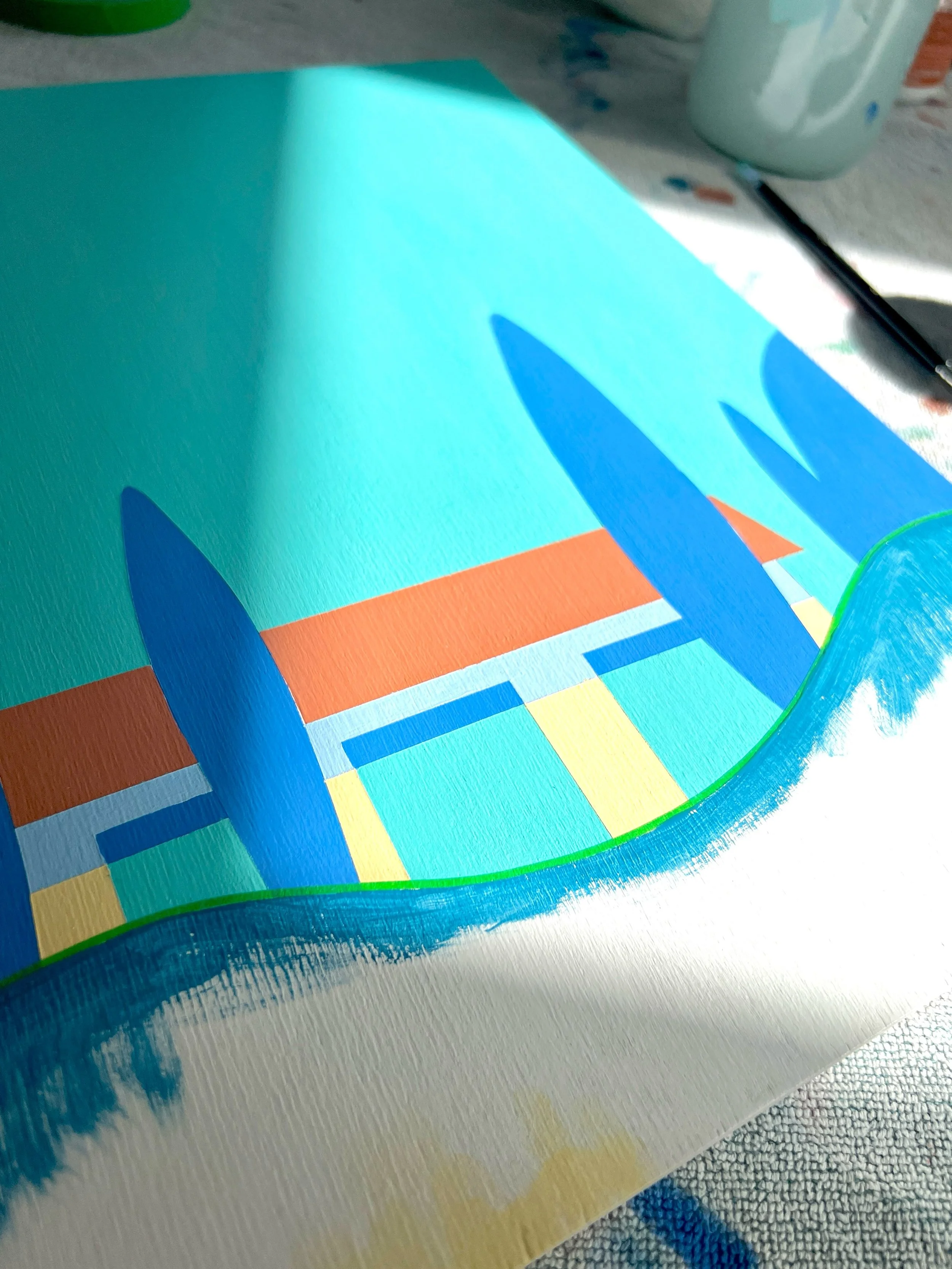 Sunshine on a painting of sunshine on a villa. ☀️

#painting #light #sunshine #villa #colourful