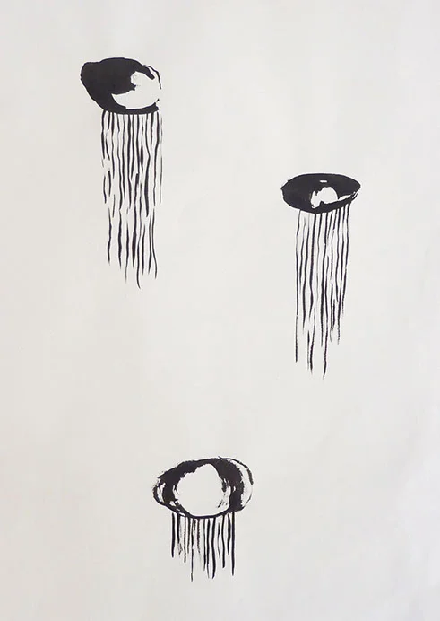 Becoming , 2011, ink on paper, 14 x 10 in.