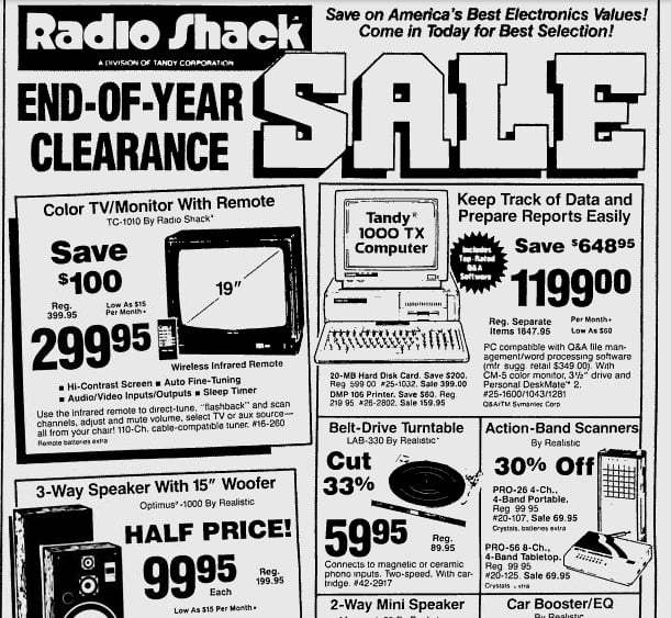 Wow, 20-MB hard drive for only $1200! Pretty funny how all of these gadgets are now standard on an iPhone.