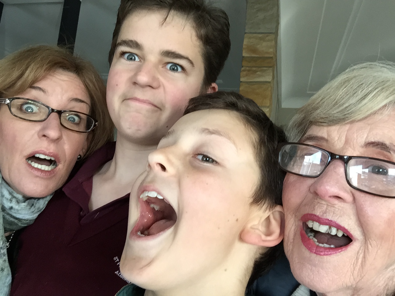 Having a serious moment with nephews Callan and Matthew. 