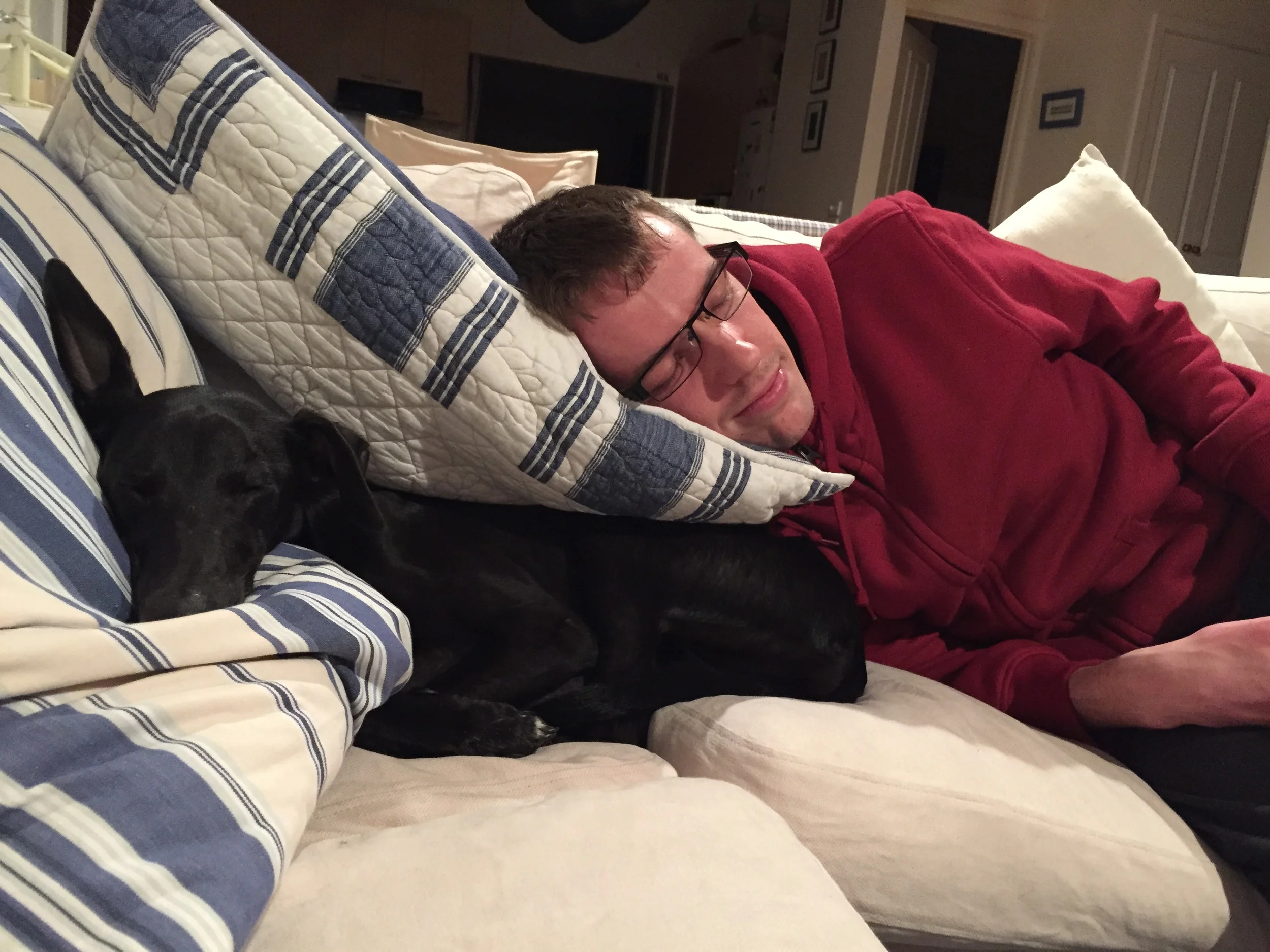Exhausted at the end of a day of adventure.