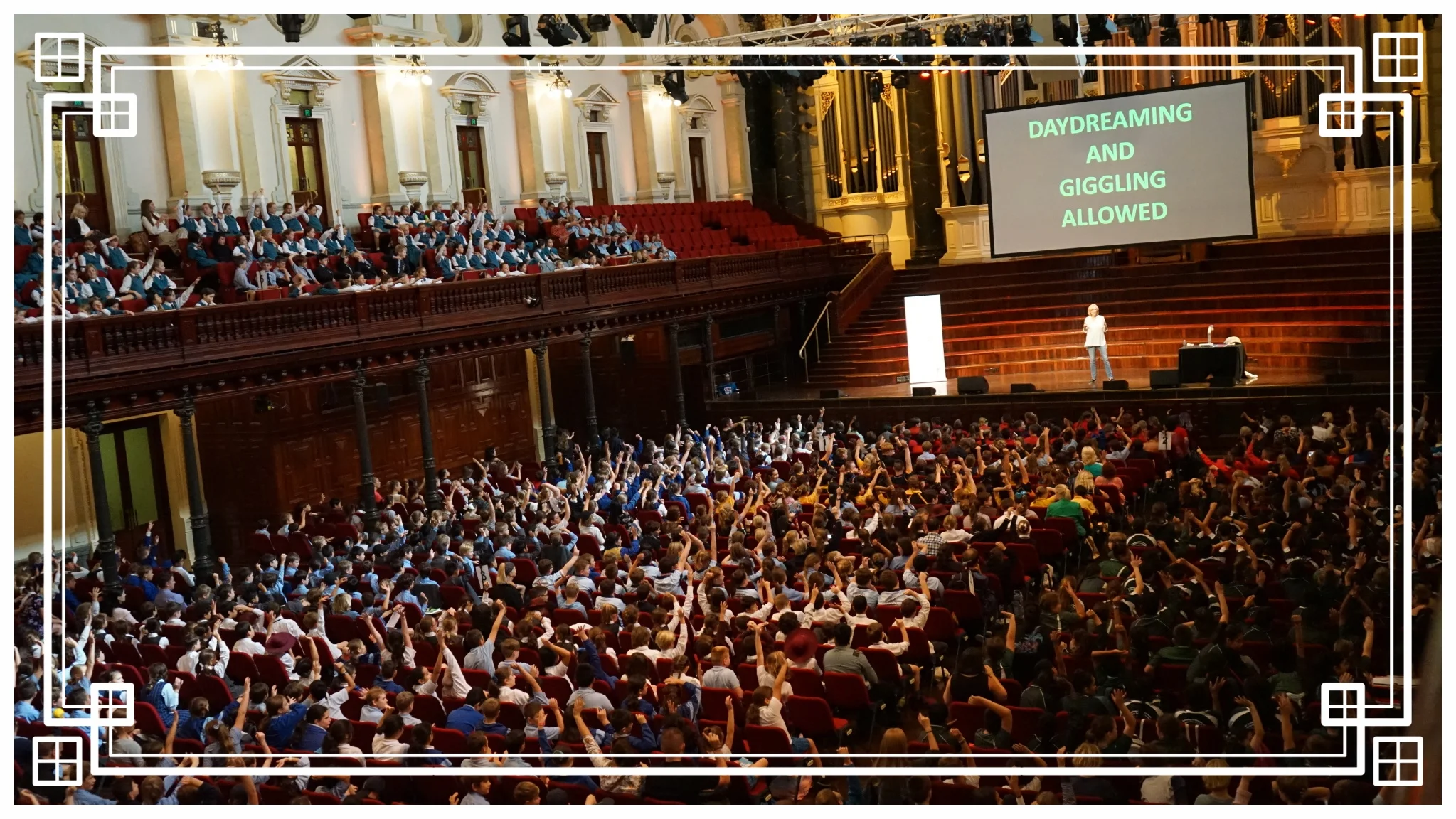 At Town Hall, Sydney, talking to 2000 school students - Sydney Writers' Festival 2018