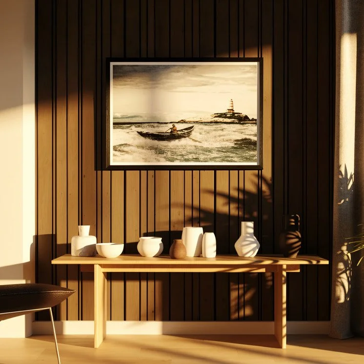 Living room with a leather chair and ceramic vases-Golden Hour.jpg