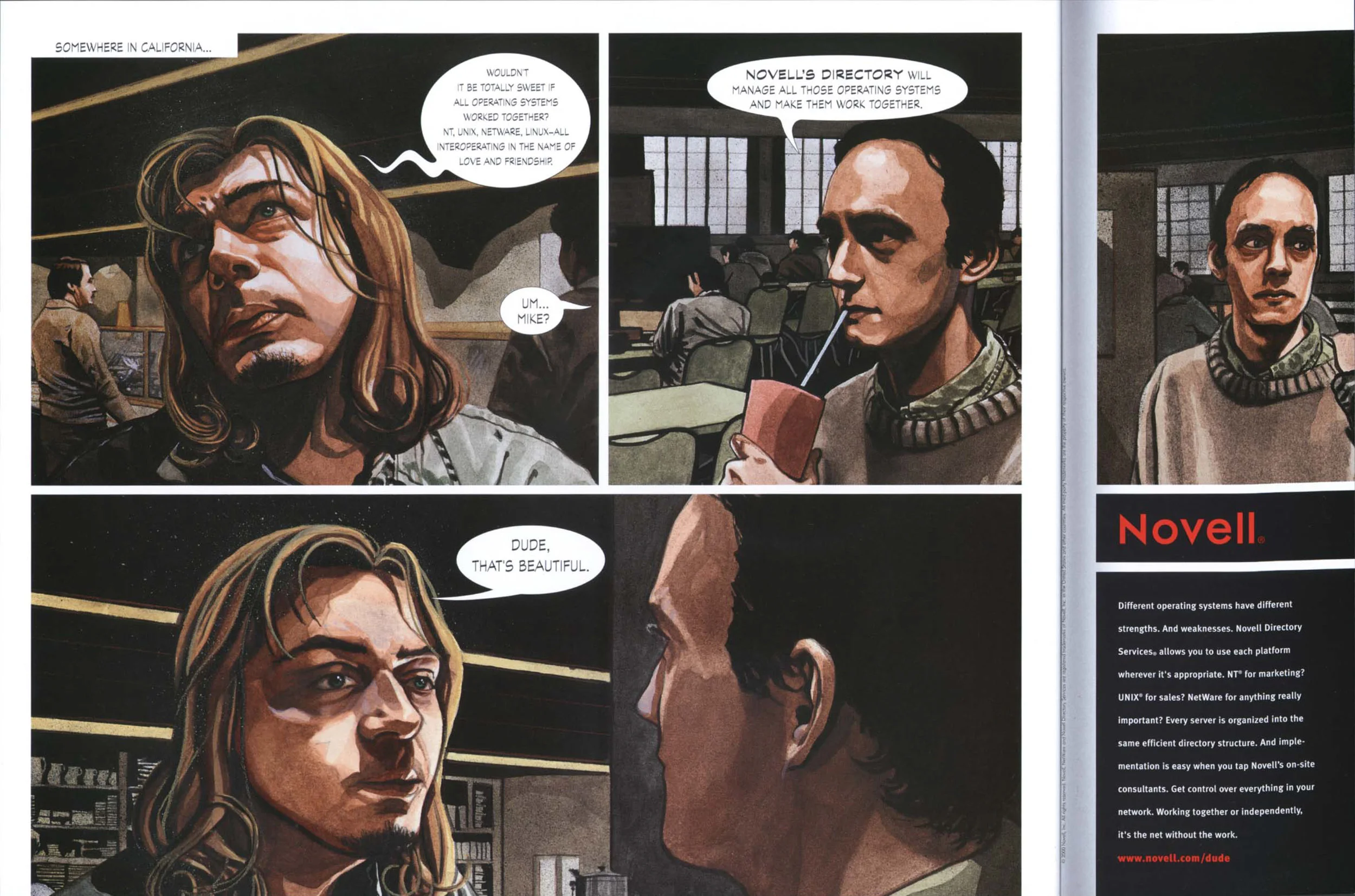 Vignettes from graphic novels demonstrating Novell's understanding of and emapaty for the modern IT professional