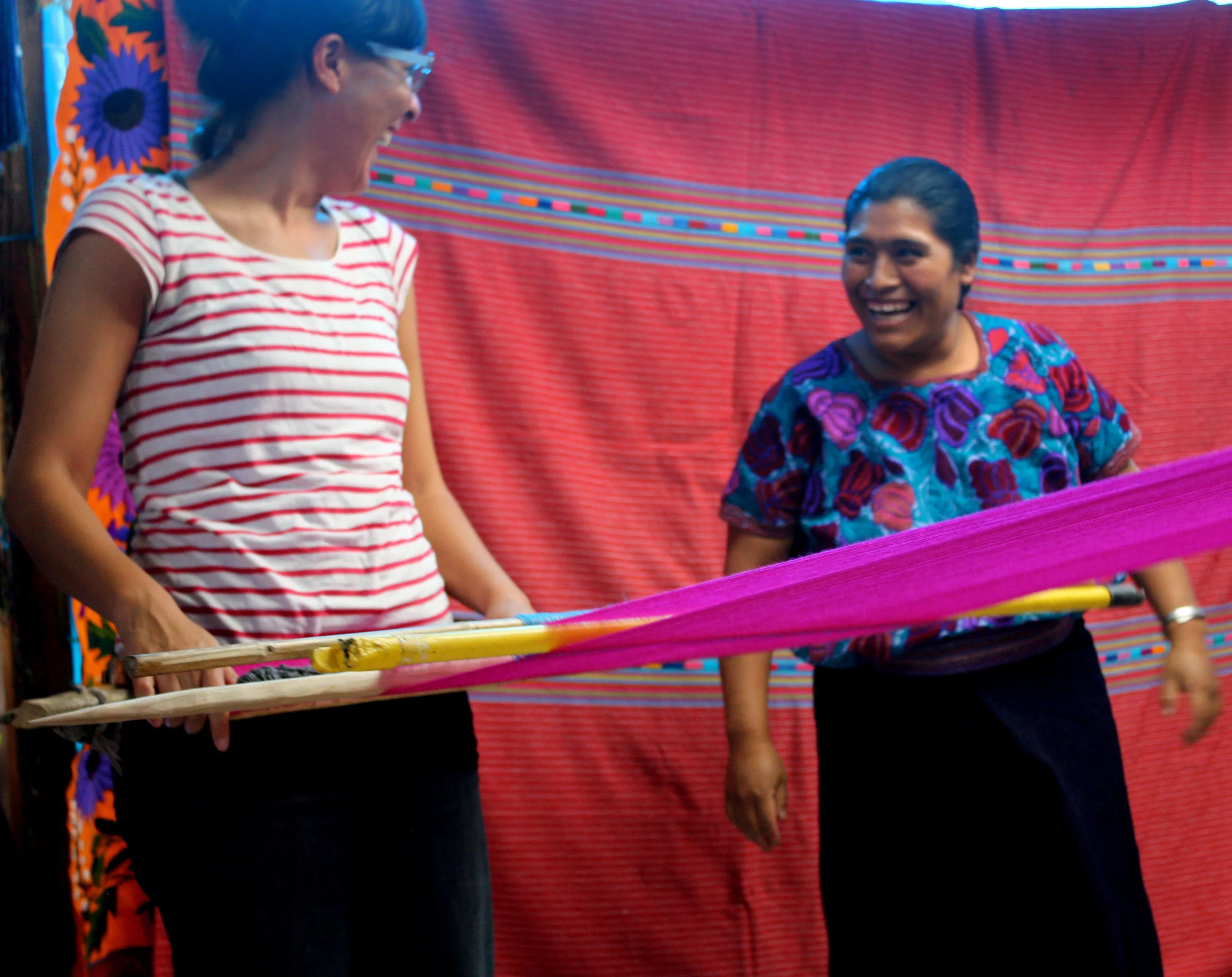  Tanya learning backstrap weaving with Mayan weavers as part of her Artists Helping Artisans initiative. 