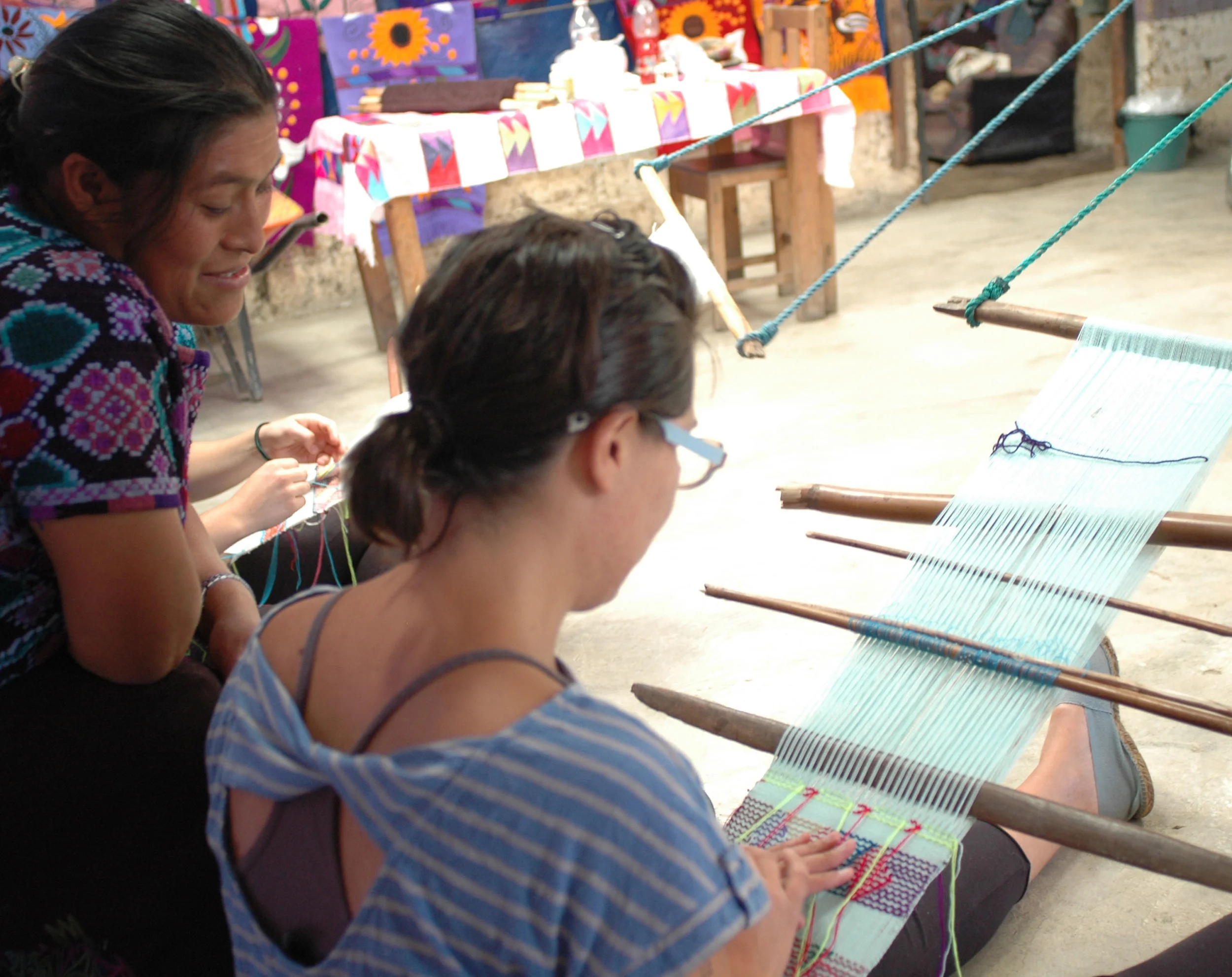  Tanya learning backstrap weaving with Mayan weavers as part of her Artists Helping Artisans initiative. 