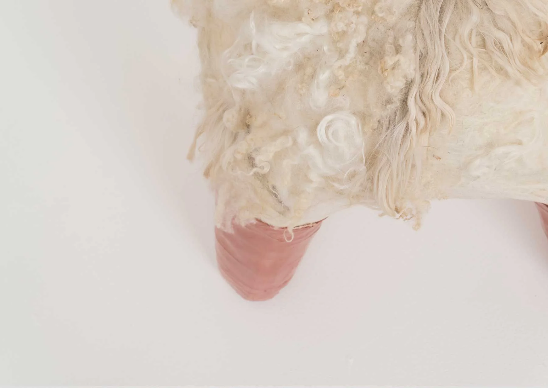 Swaddle Stool (Boots) (detail), 2015 Self-drying terra-cotta, canvas, wool 18 x 18 x 22 inches Image courtesy of Volume Gallery, Chicago, IL
