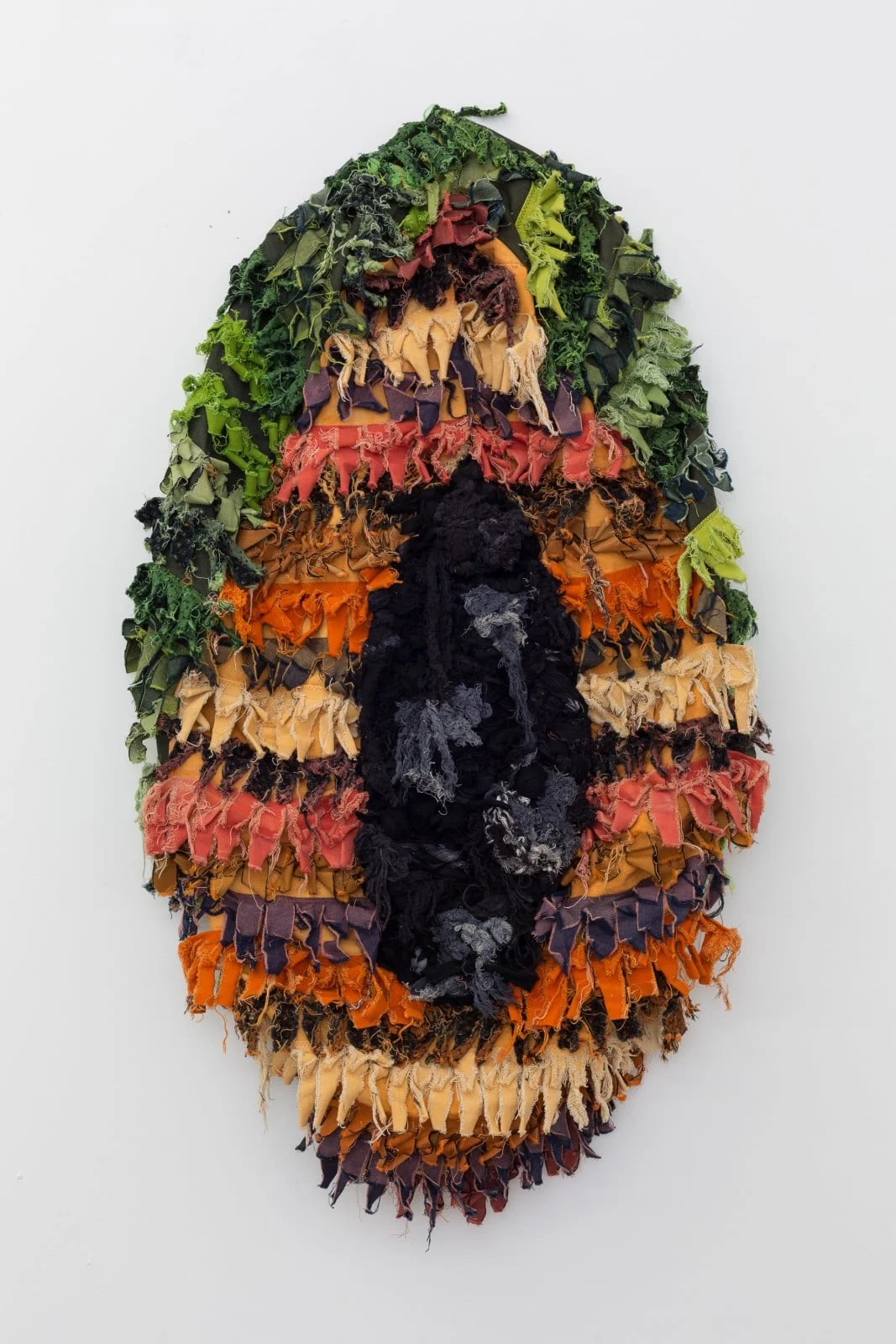 Pubescens Piñata , 2015 Hand-dyed denim, canvas and cotton rope 30 x 48 x 12 in
