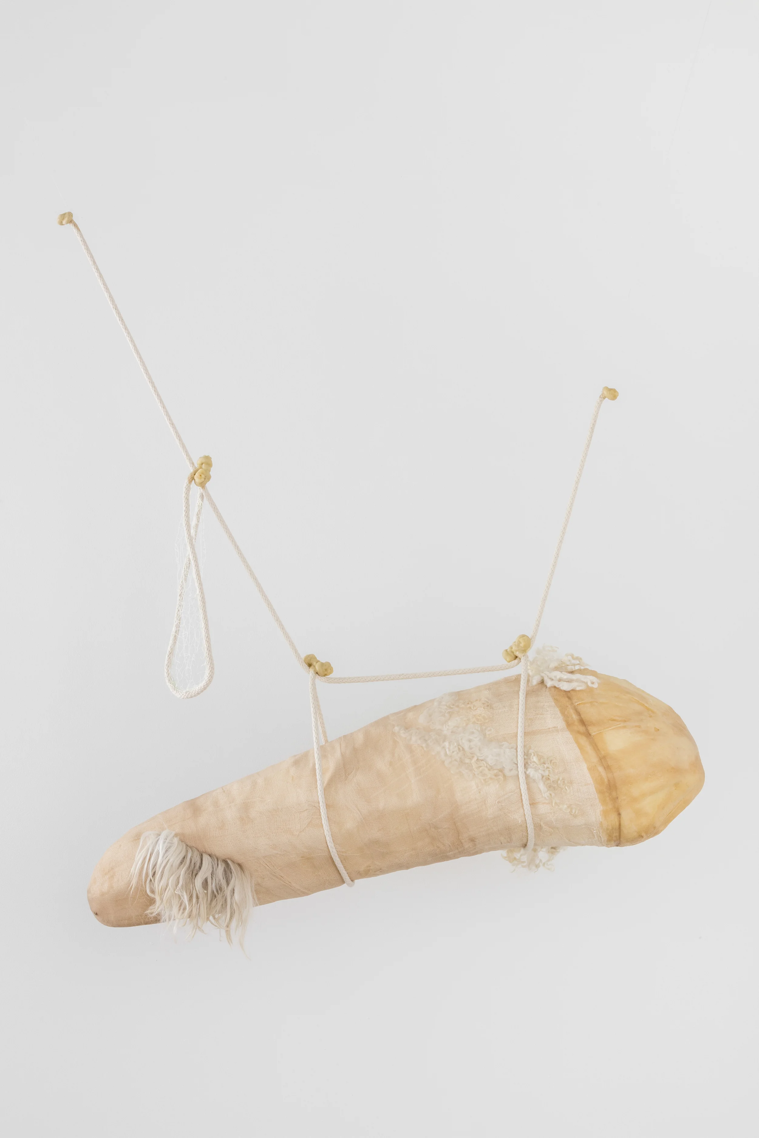 Tanya Aguiniga Agamic Senescent , 2016 Cotton rope, cotton thread, foam, gauze, alpaca, wool, nylon and beeswax 36 x 34 x 11 inches