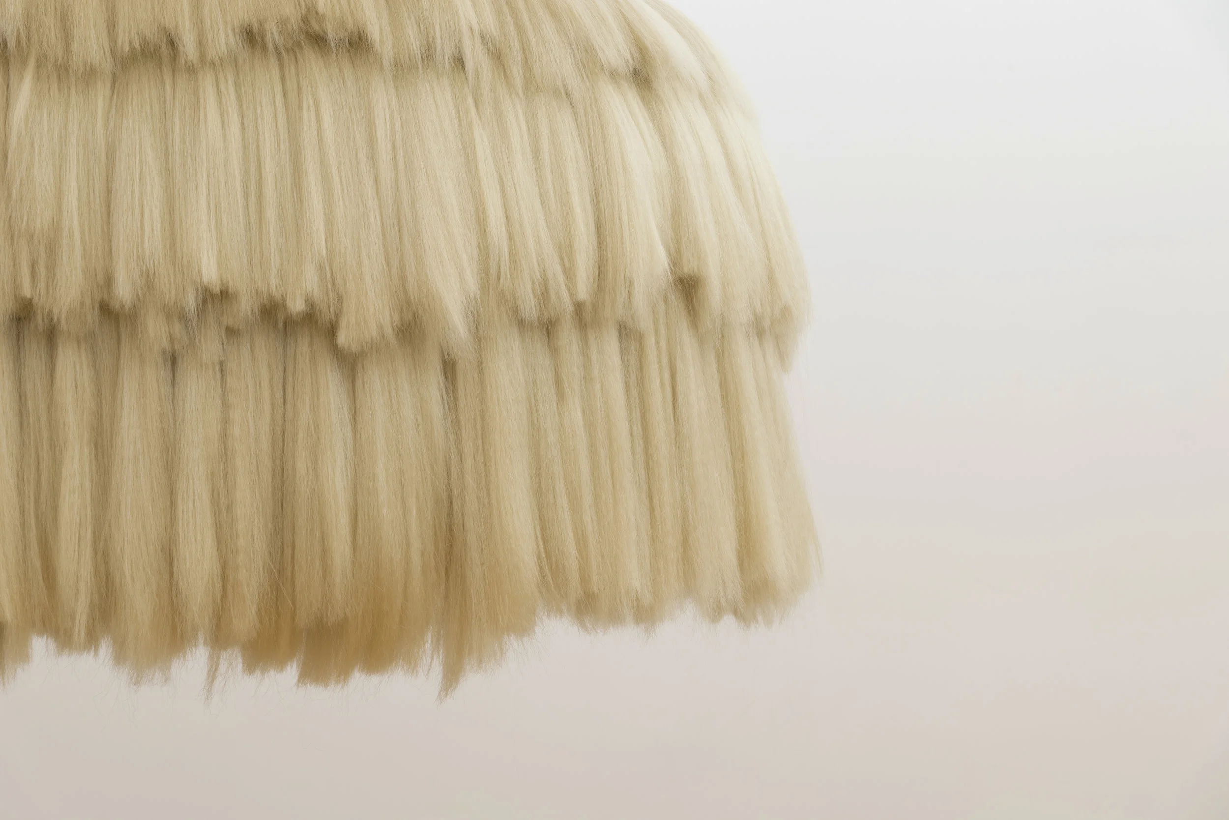   Palapa (detail),&nbsp; 2017  Synthetic hair, powder-coated steel frame  86 x 77 inches 