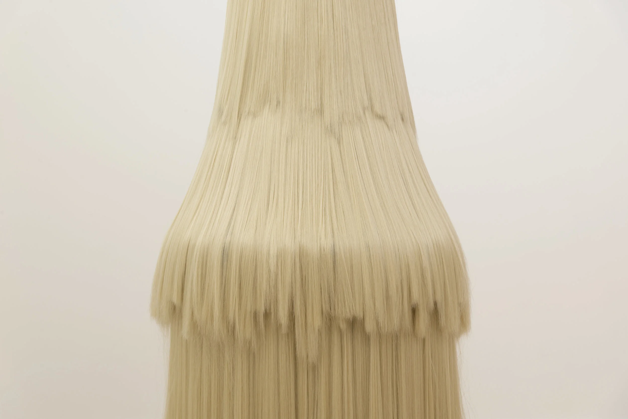   Palapa (detail),&nbsp; 2017  Synthetic hair, powder-coated steel frame  122 x 26 inches 