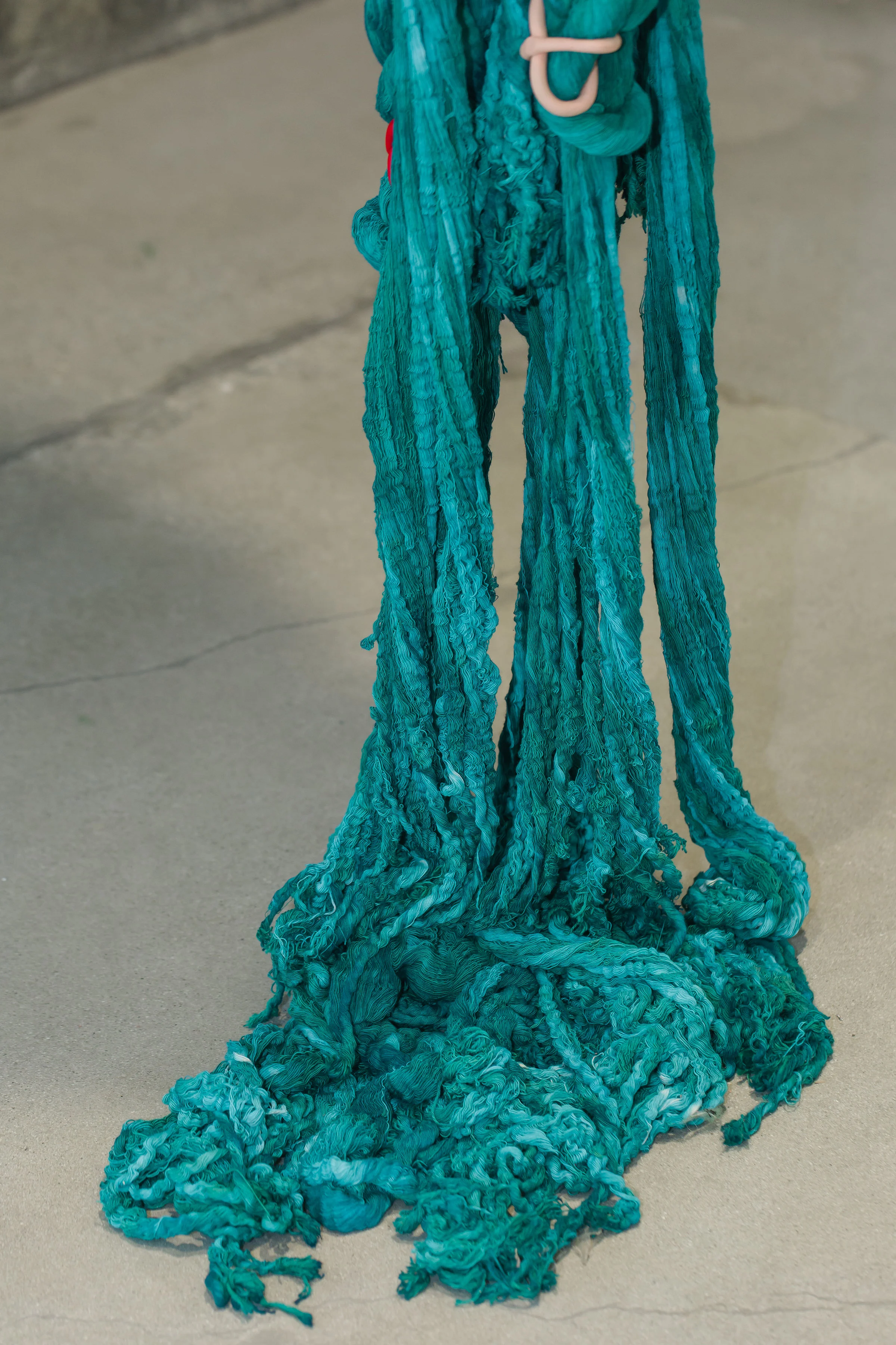 Manglar, 2017 Unraveled and hand-dyed cotton, hand-painted resin clay