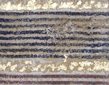 Linen, stitching, paint, metal leaf
