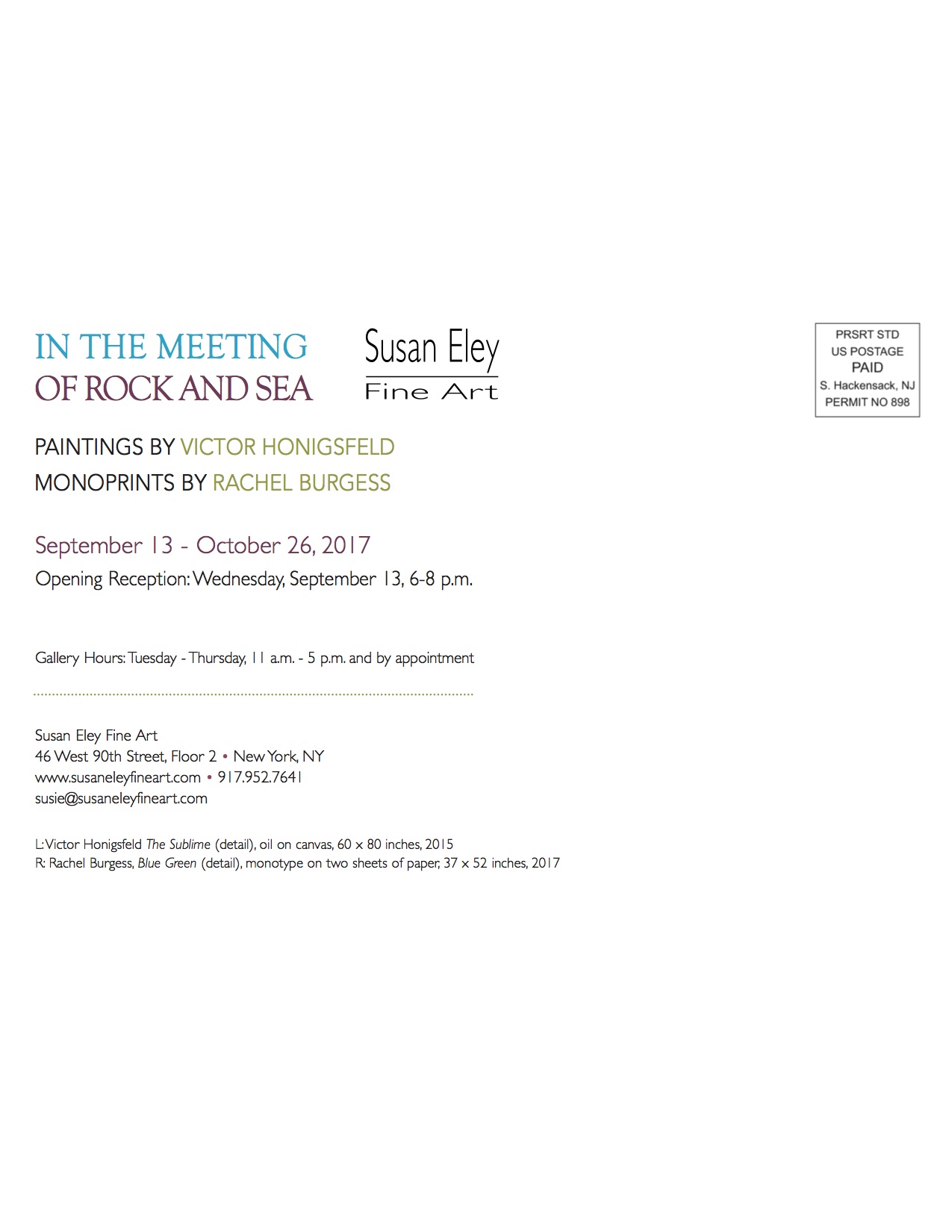 DETAILS: SUSAN ELEY FINE ART WILL BE SHOWING MY CITYSCAPE AND NAUTICAL PAINTINGS. OPENING RECEPTION: SEPTEMBER 13, 2017, 6 - 8 PM. SHOW DATES ARE SEPTEMBER 13TH -NOVEMBER 2, 2017. I'M PLEASED TO BE SHOWING THIS NEW BODY OF WORK ALONGSIDE THE PRINTS OF RACHEL BURGESS.