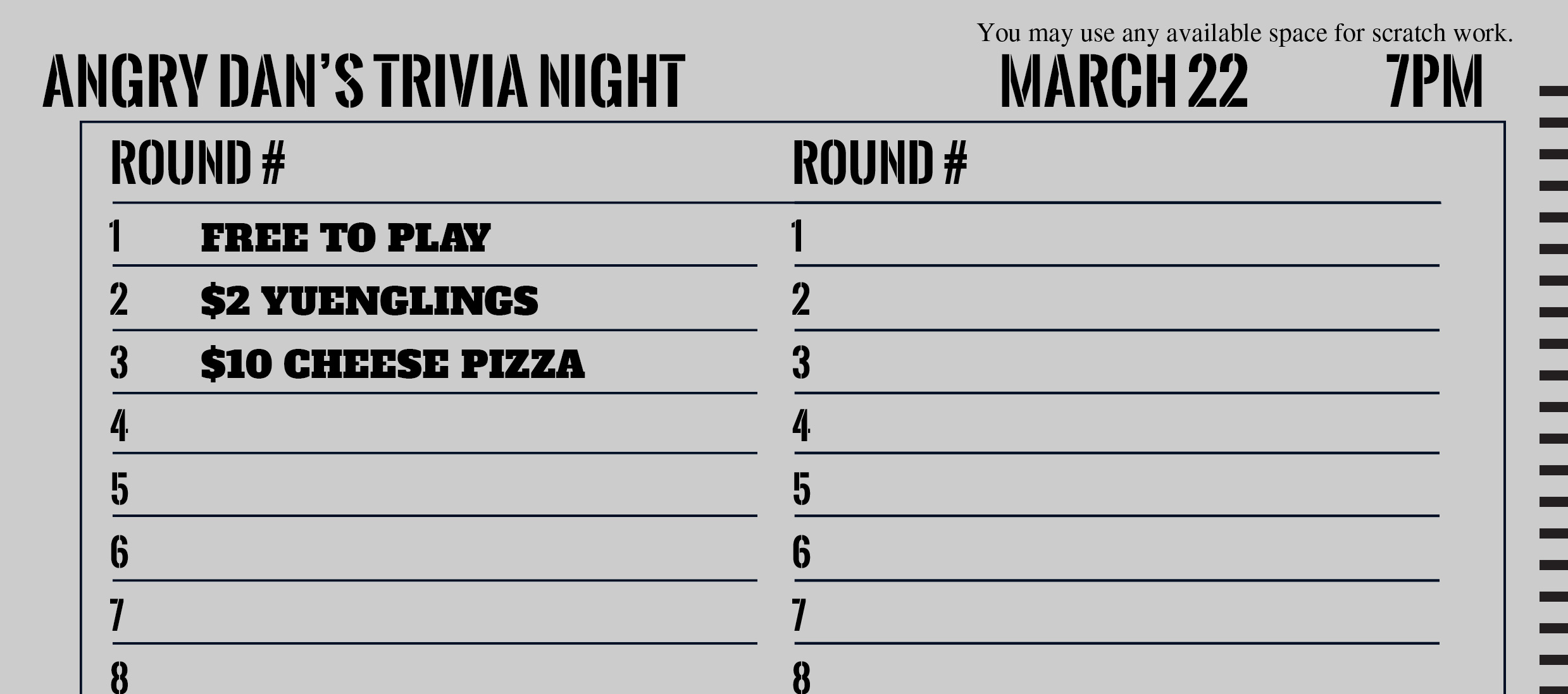 ANGRY DAN'S TRIVIA NIGHT