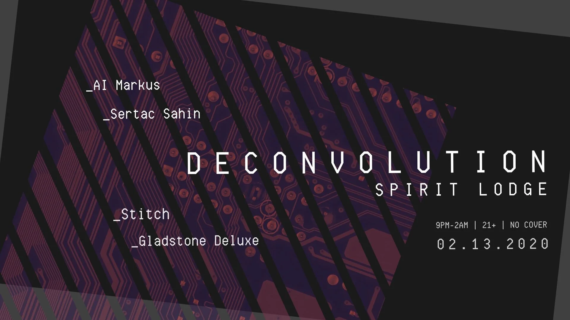 Lodge: Deconvolution: AI Markus, Sertac Sahin, Gladstone Deluxe, Stitch