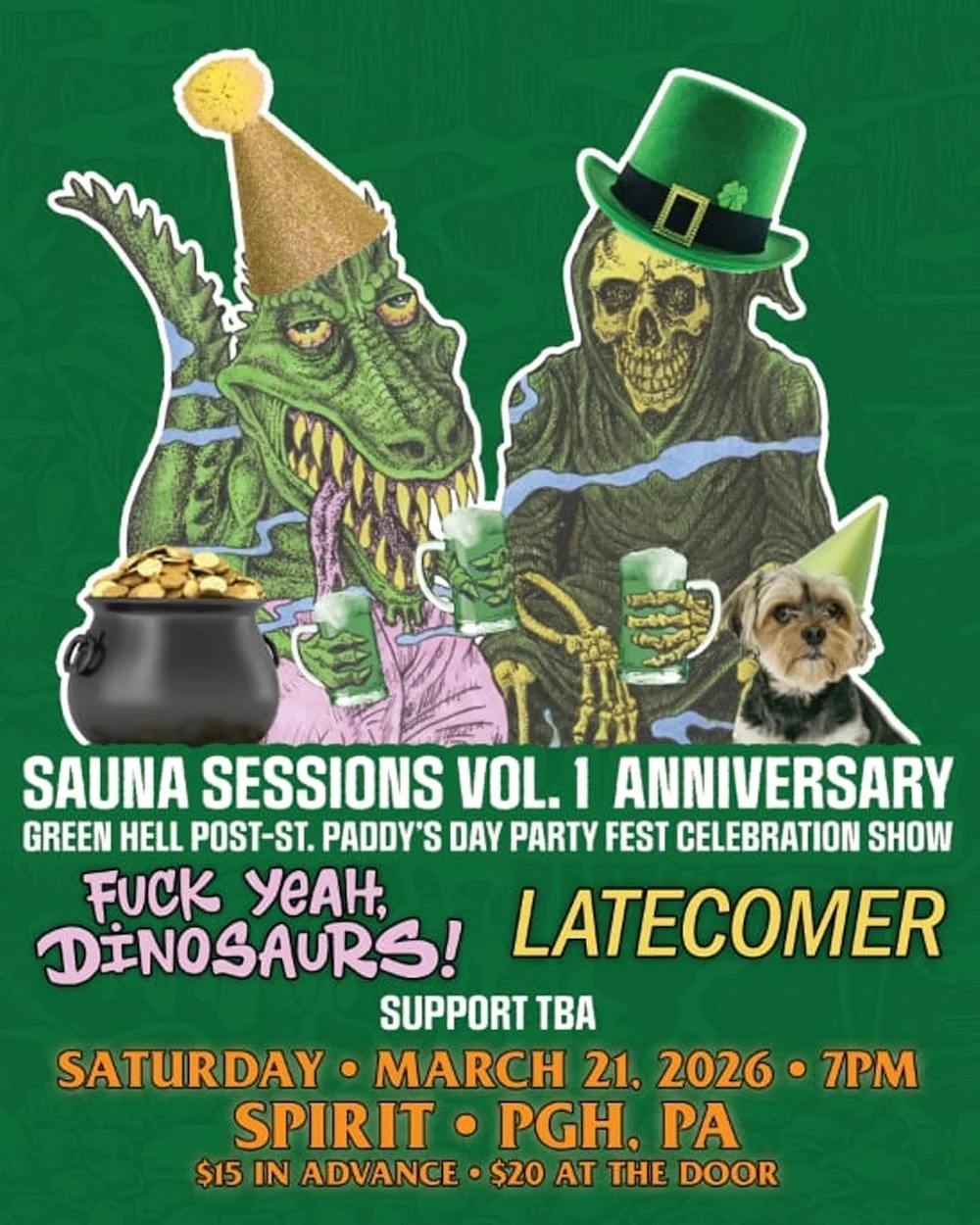 Sauna Sessions Vol. 1 Anniversary Green Hell Post-St. Paddy’s Day Party Fest Celebration Show
