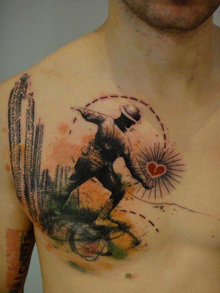 A-soldier-throws-a-heart-at-city-buildings-in-this-artistic-abstract-tattoo-by-Xoil.jpg