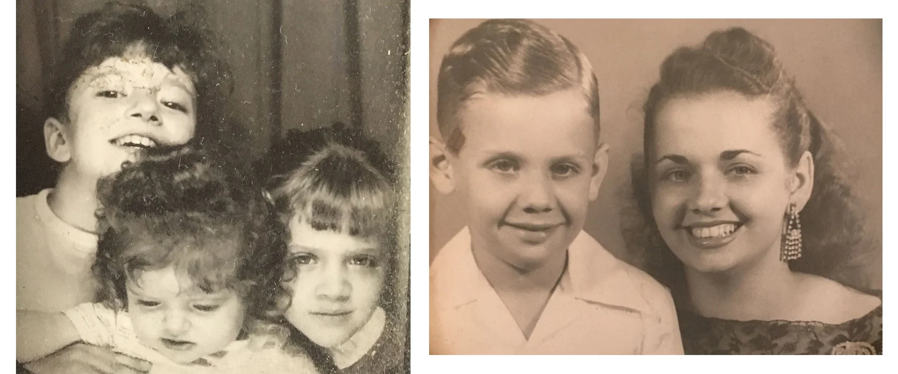 On left, the couple's three precious daughters in the late 60s. On right, Ida and her loving son.