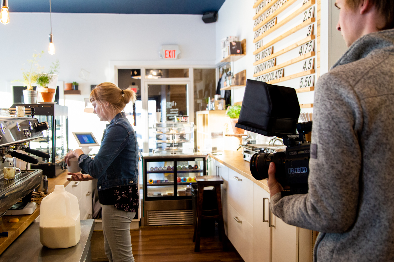 Denver captures content from a recent shoot with Central Alberta youth unlimited at Timber Coffee Co in Sylvan Lake.