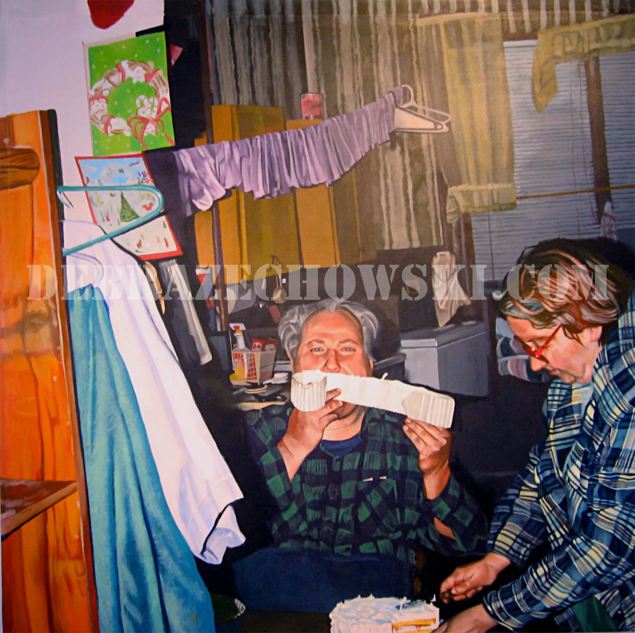 CAKE EATERS, MA AND DADDY IN THE KITCHEN, Acrylic on Canvas, 56" x 58", 2009