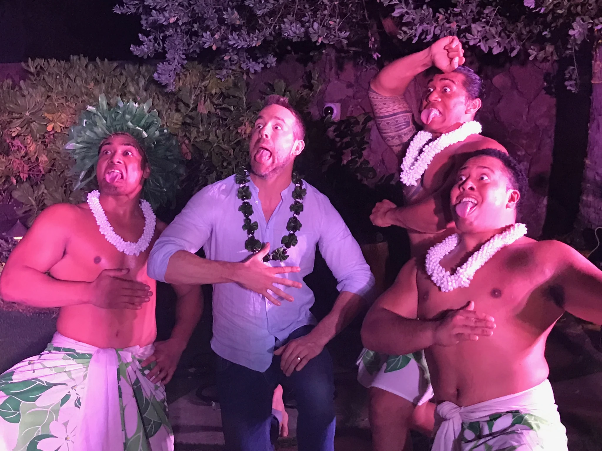 April 10 2017 The Malu boys showing Ryan Reynolds how to Wiri and Pūkana