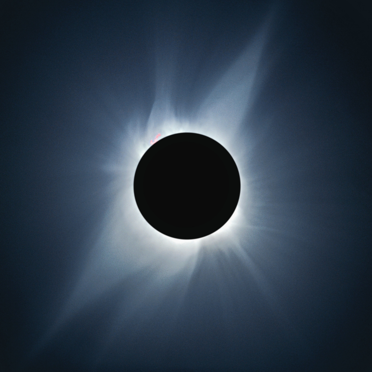  Total solar eclipse taken in Todos Santos, Mexico on July 11, 1991. This is a composite of 9 different exposures to reveal subtle details that cannot be captured in a single exposure. 