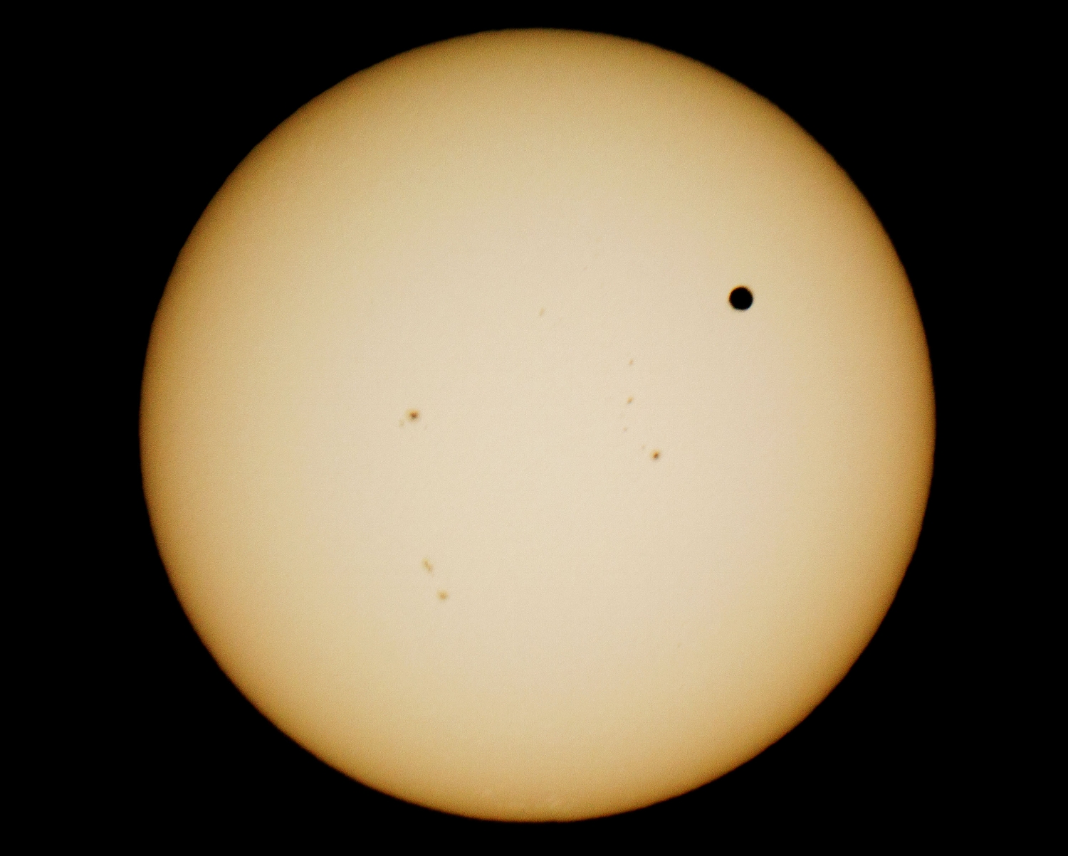  A silhouette of the planet Venus against the sun during the Transit of Venus viewing event at the El Dorado Observatory in Placerville, CA on Tuesday, June 5, 2012. 