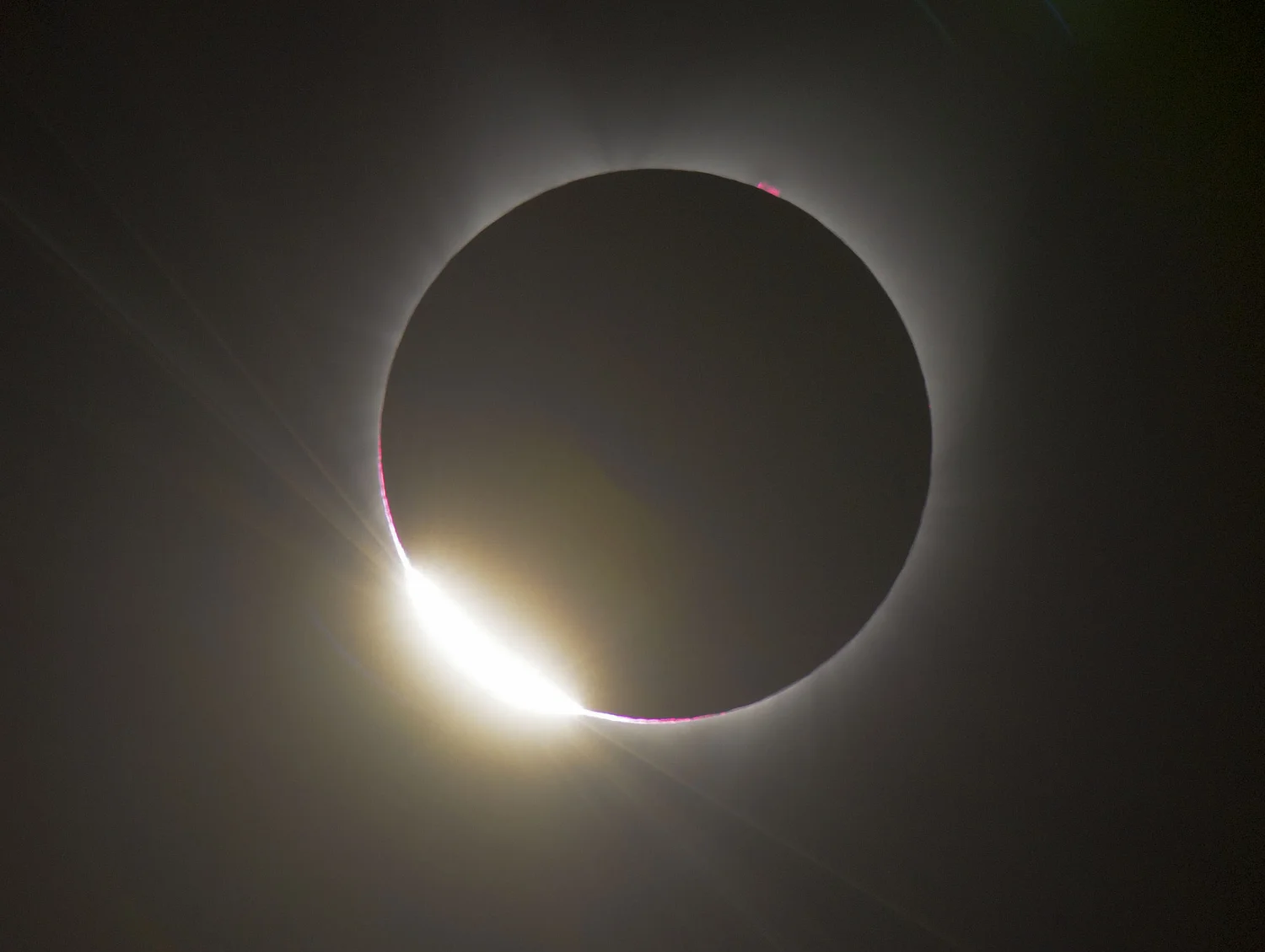 The last bit of sunlight disappears behind the moon in aphenomenon commonly called the "Diamond Ring" during the total solar eclipse near Mitchell, OR on Monday, August 21, 2017.