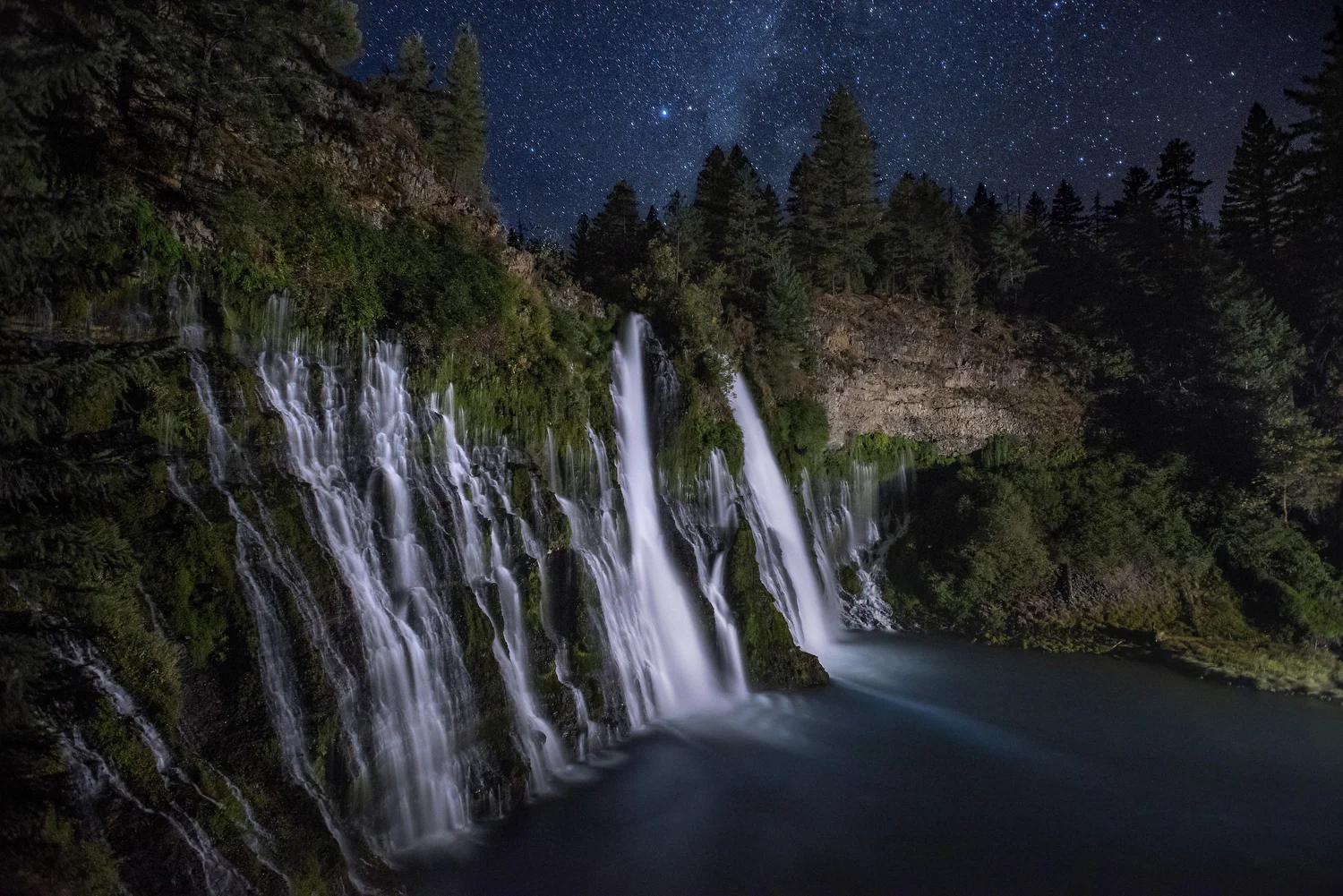 McArthur Burney Falls Memorial State Park in Burney, CA at 2:00 AM on Monday, September 10, 2018.