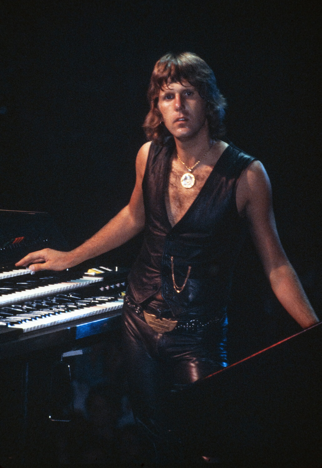  Keith Emerson of Emerson, Lake and Palmer performs at the Oakland Coliseum Arena Aug. 6, 1977 