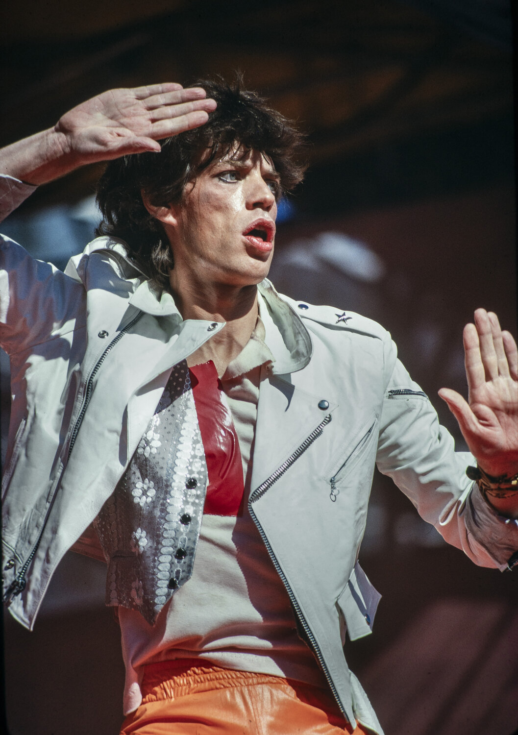  Mick Jagger of the Rolling Stones performs at the Oakland Coliseum July 26, 1978. 