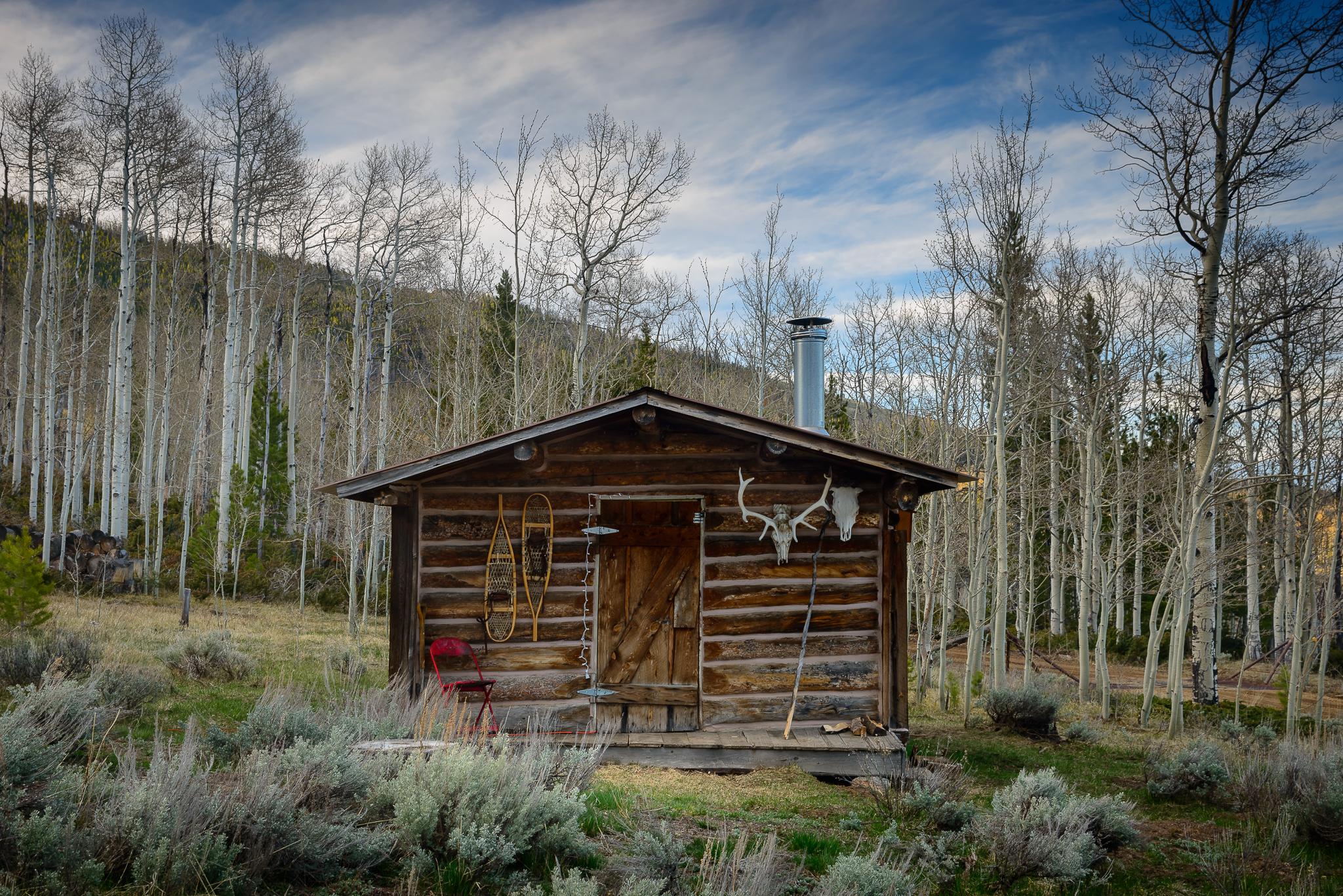 The Trapper Cabin. Quaint and complete with a family of foxes living underneath. 
