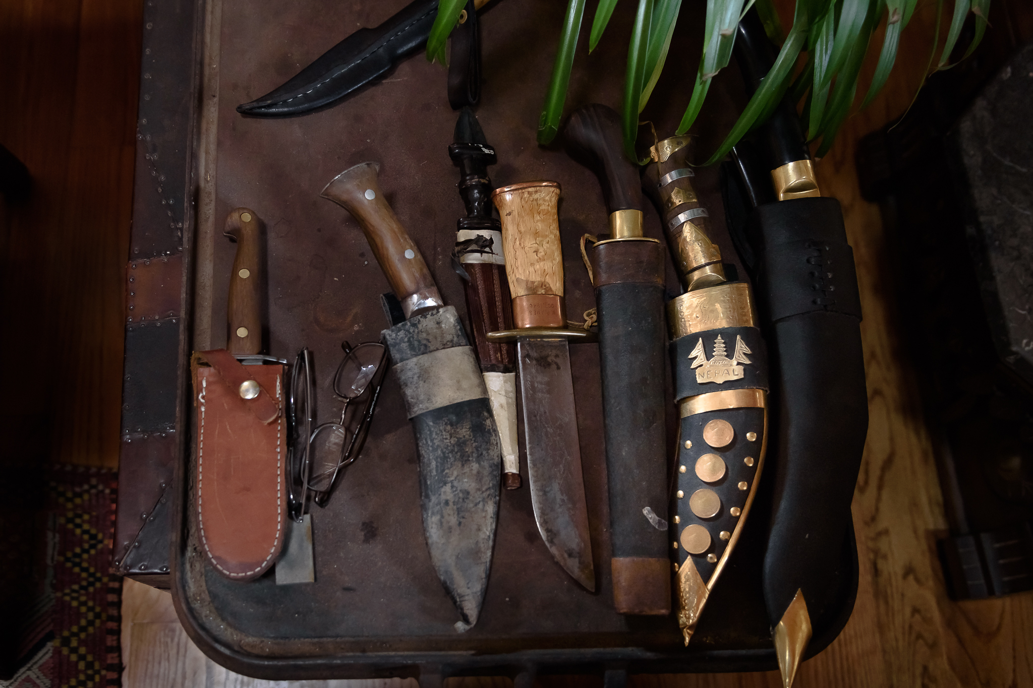 A peek at a few of the many knives in John's collection. 