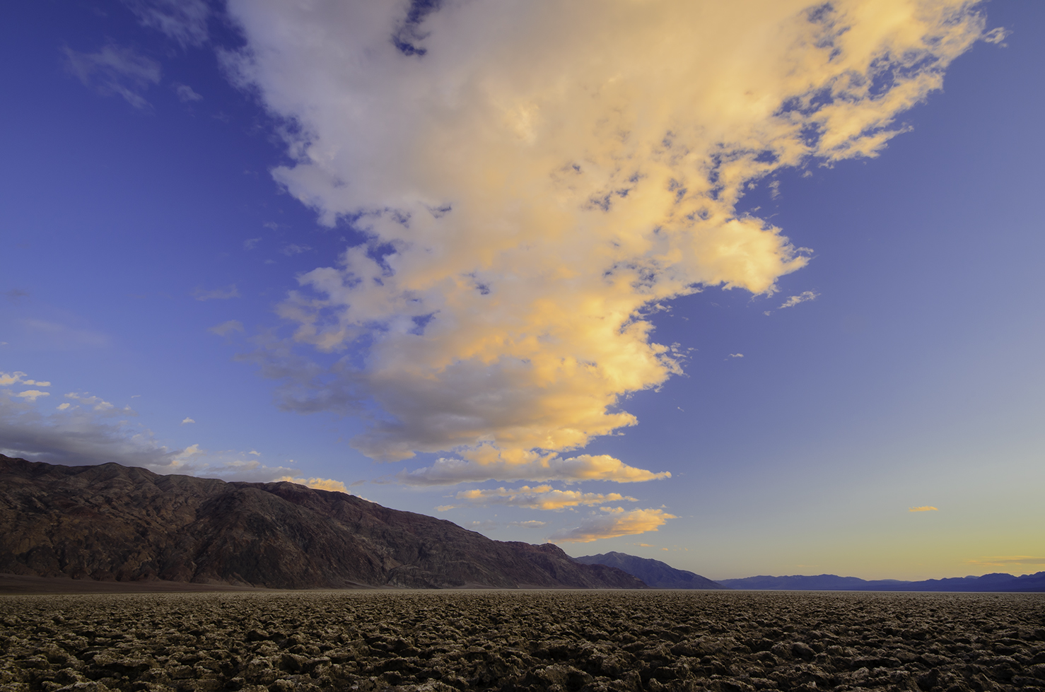 Sunset over Devil's Golf Course in Death Valley, CA