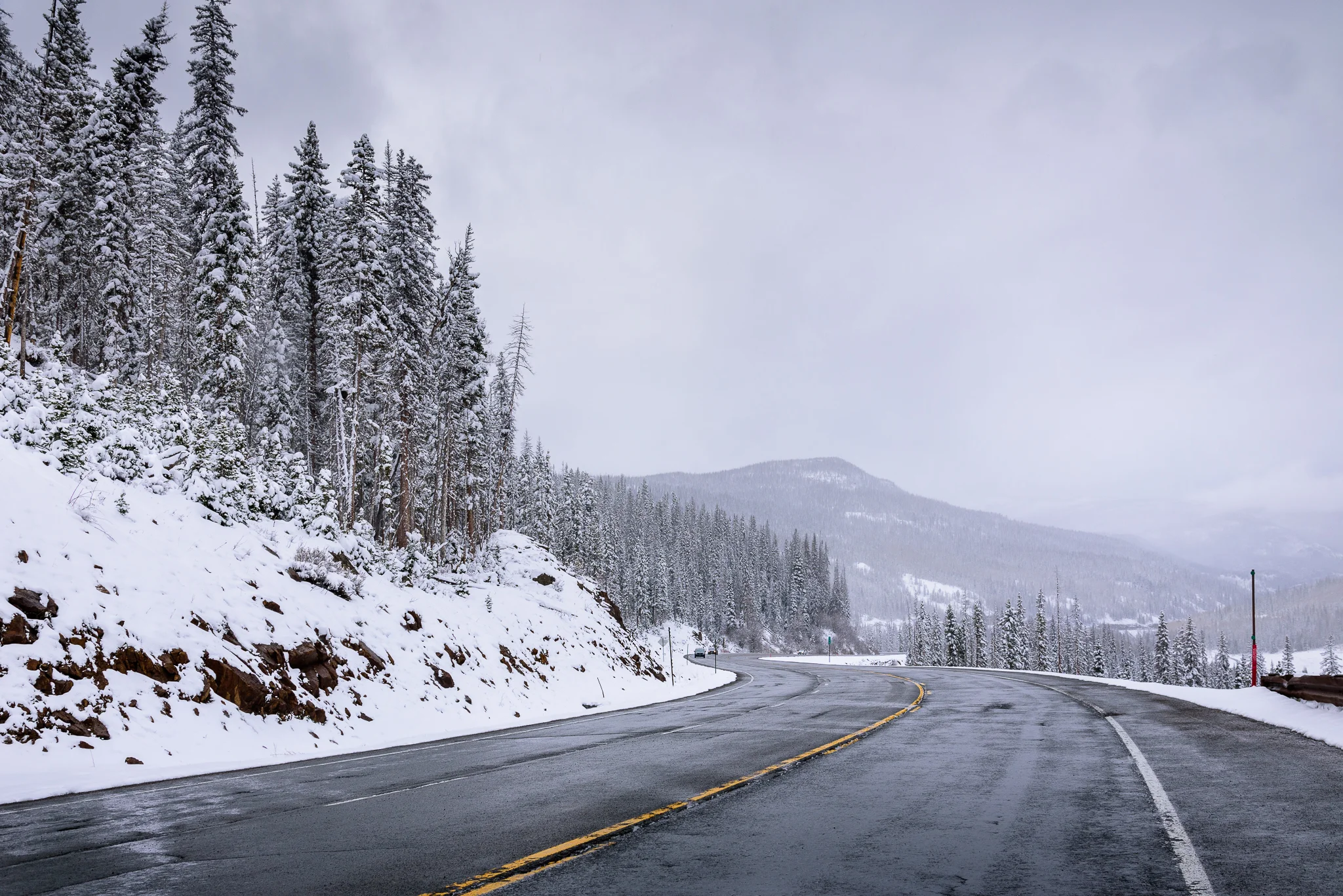 The down slope was wayyyy less sketchy, thankfully. Wolf Creek Pass, CO. 