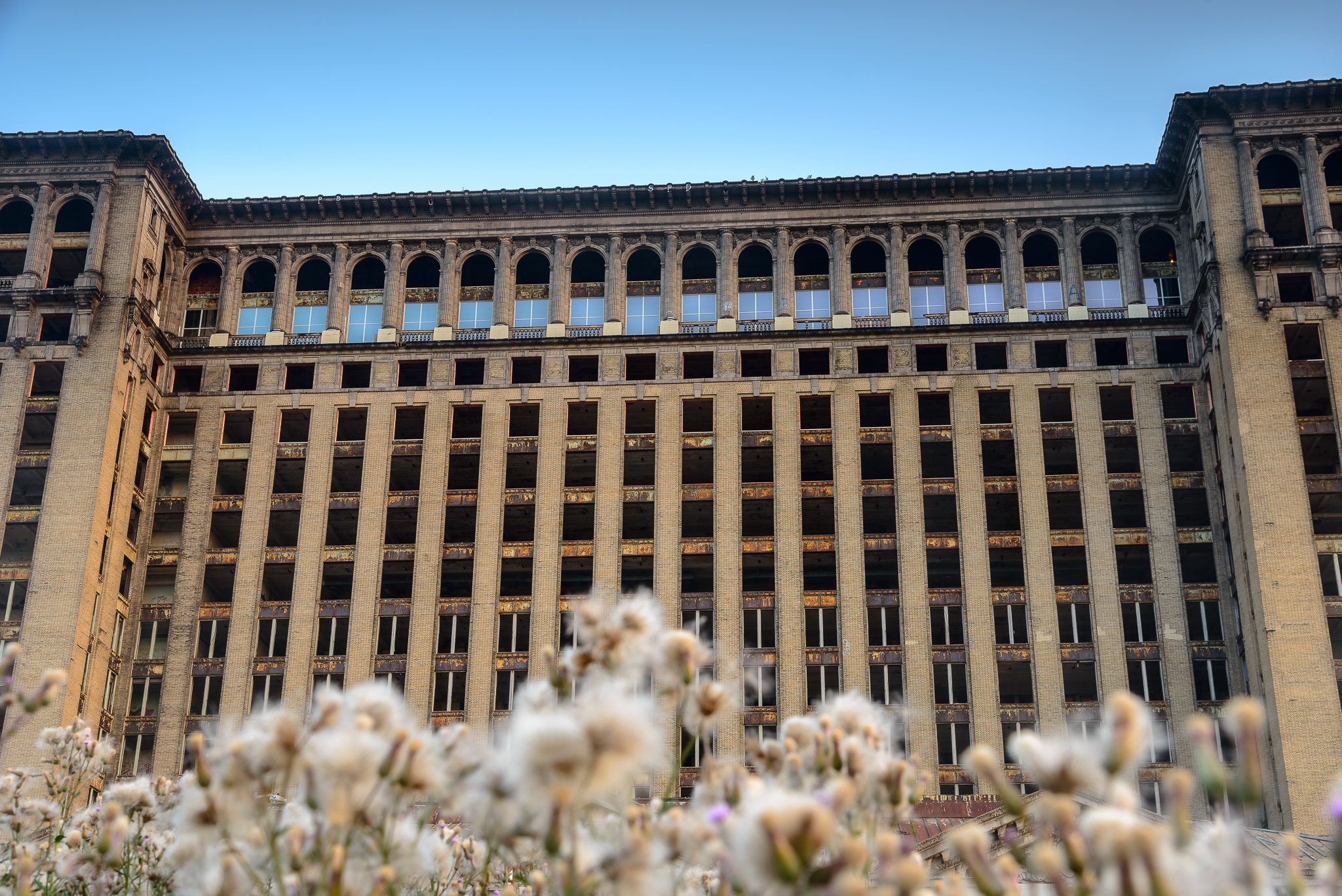  7/3/15.&nbsp; This is honestly a historic image.&nbsp; Abandoned for over 25 years, Detroit's symbol of urban decay Michigan Central Station received it's FIRST FULL SET of windows.&nbsp; The change was real.&nbsp; 