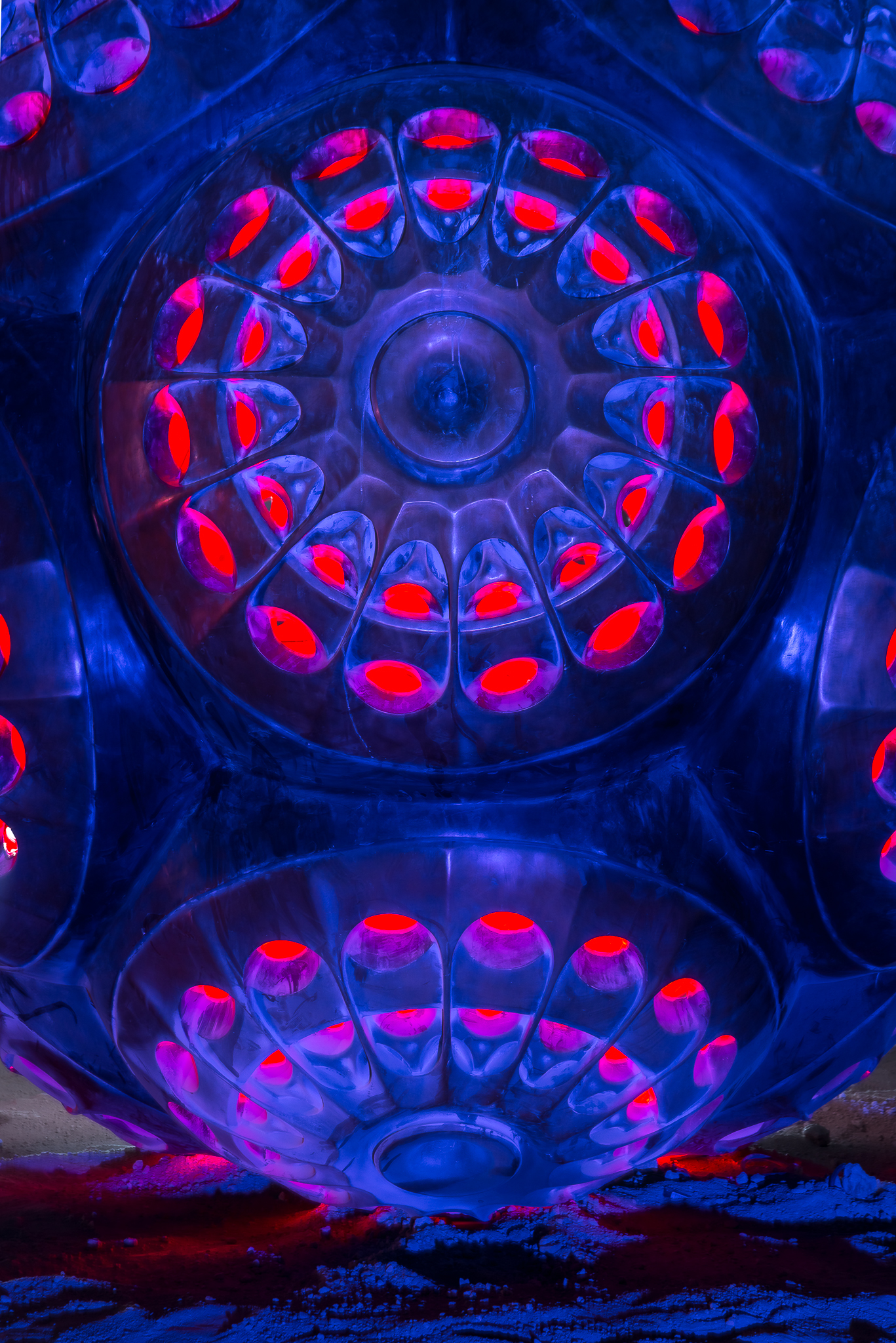 The Mars Molecules. One of the three sculptures lit at night by the insanely talented artist Mars 1. 