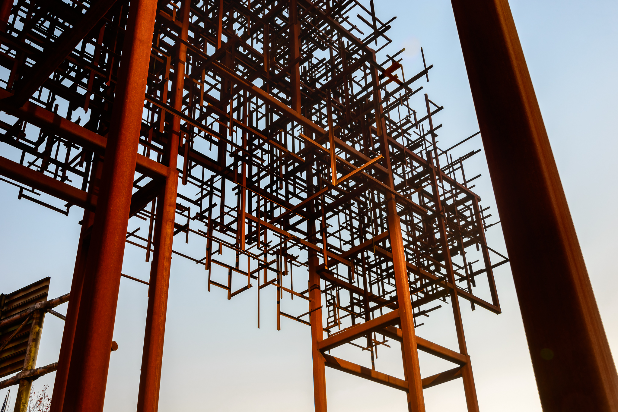 Inversion: Plus Minus. This east-side public art installation pays homage to Portland's industrial past. Before knowing the actual title we just referred to it as "that digital fractal thing in the sky." I mean that works right? Eastside, Portland. 