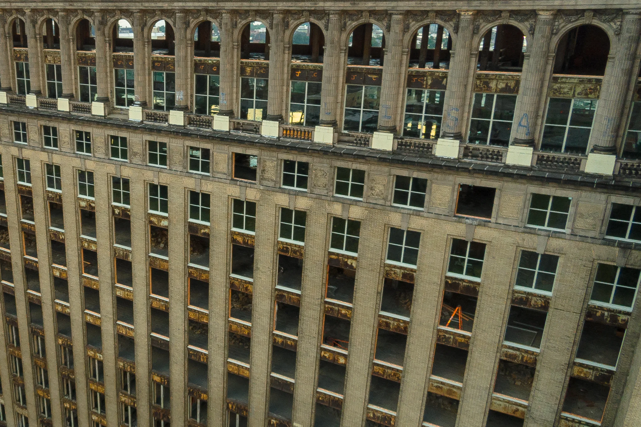 After being secured for years, images showing the internals of the building had become more rare.&nbsp; This aerial images provides a voyeuristic view that would soon be sealed again.&nbsp;