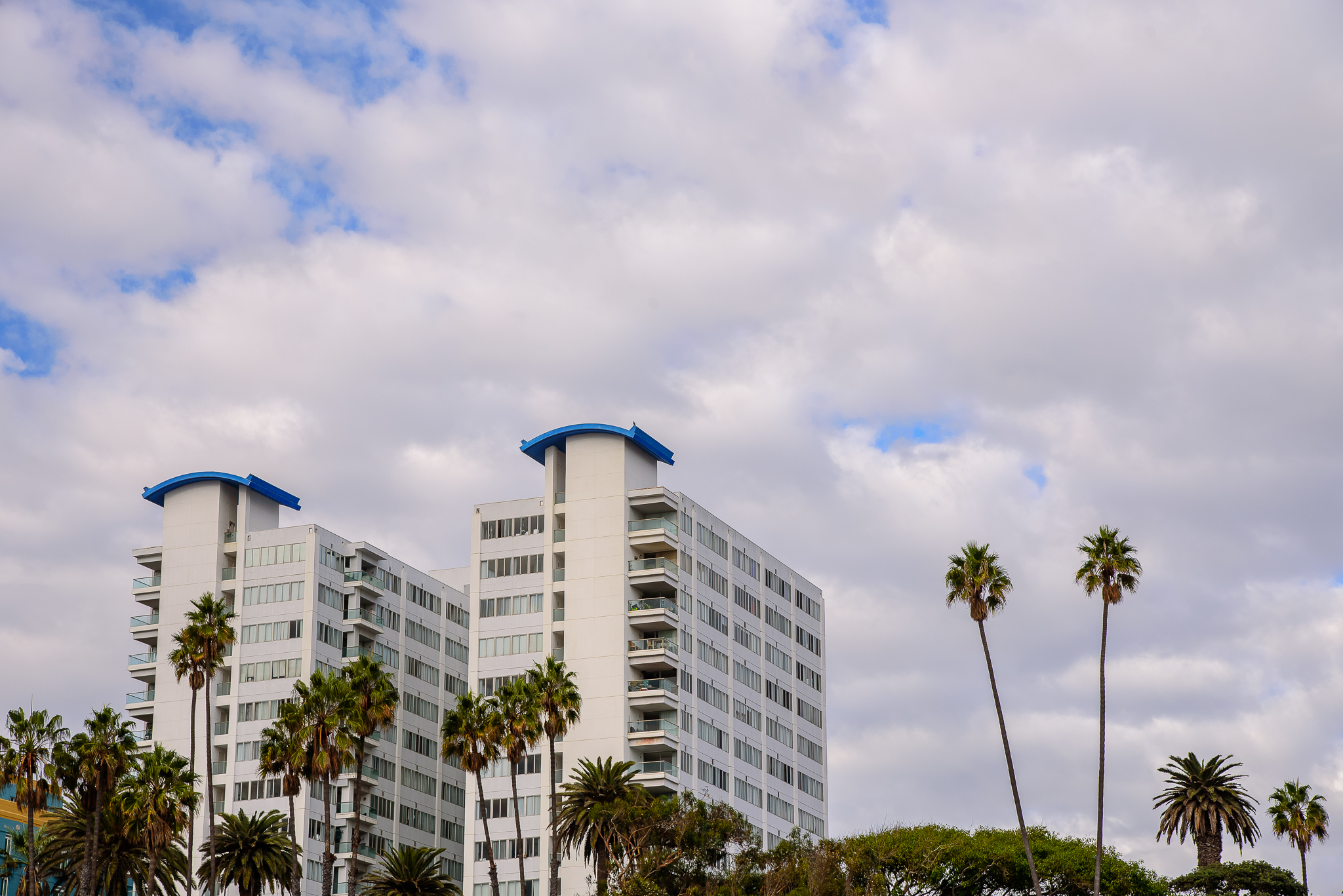 Ocean Ave hotels commanding the coast. Santa Monica, CA.